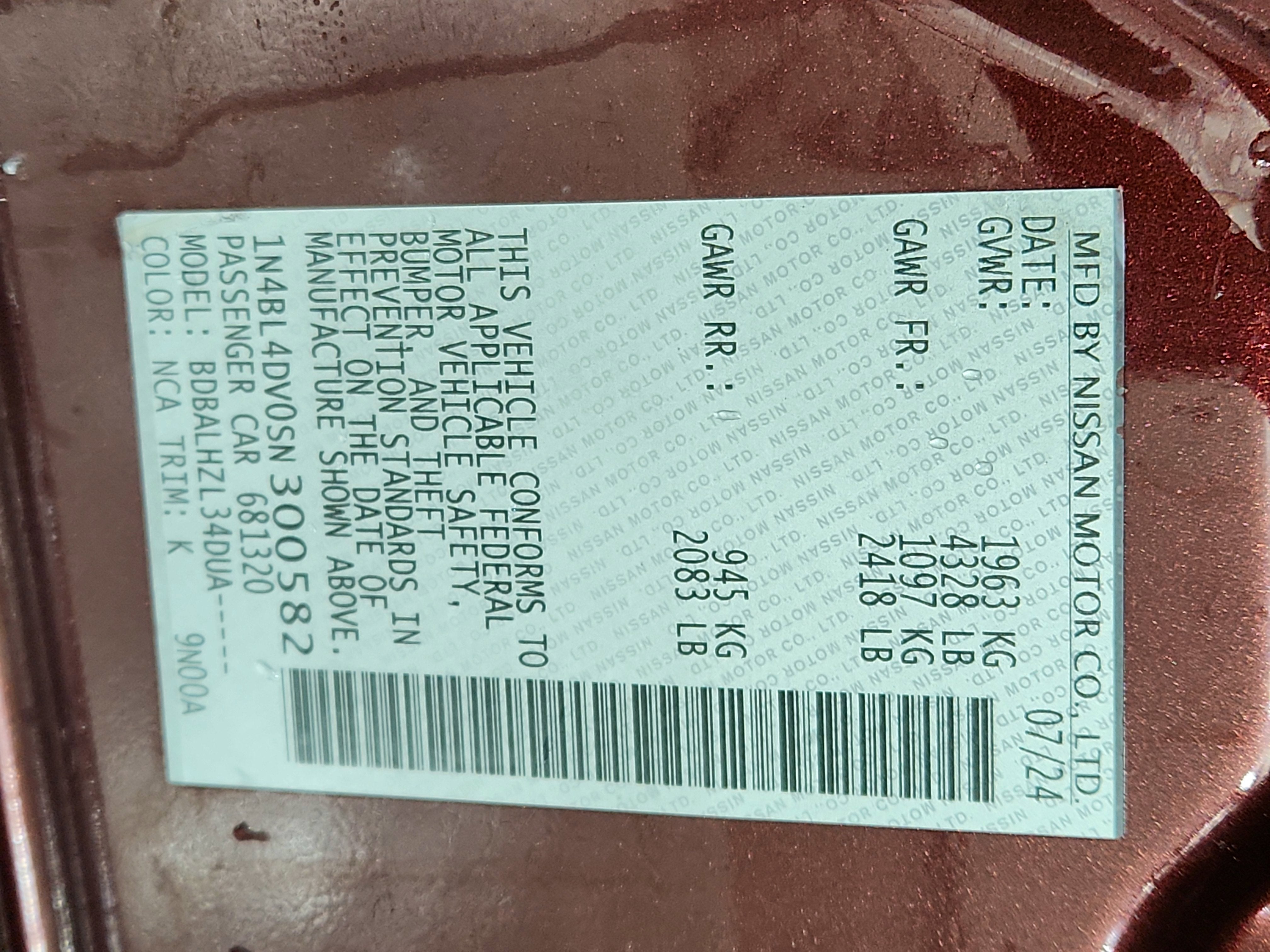 2025 Nissan Altima SV FWD