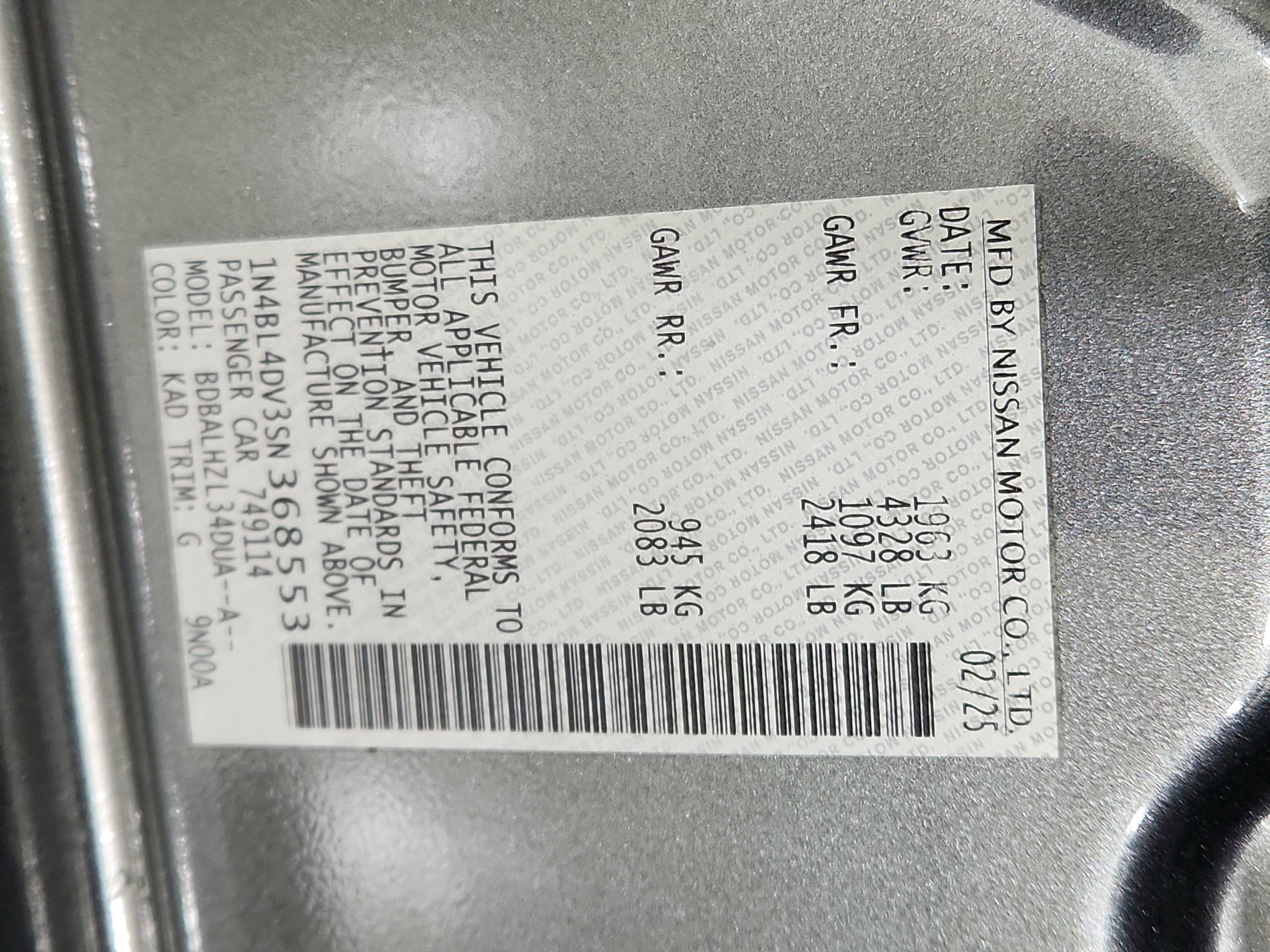 2025 Nissan Altima SV FWD