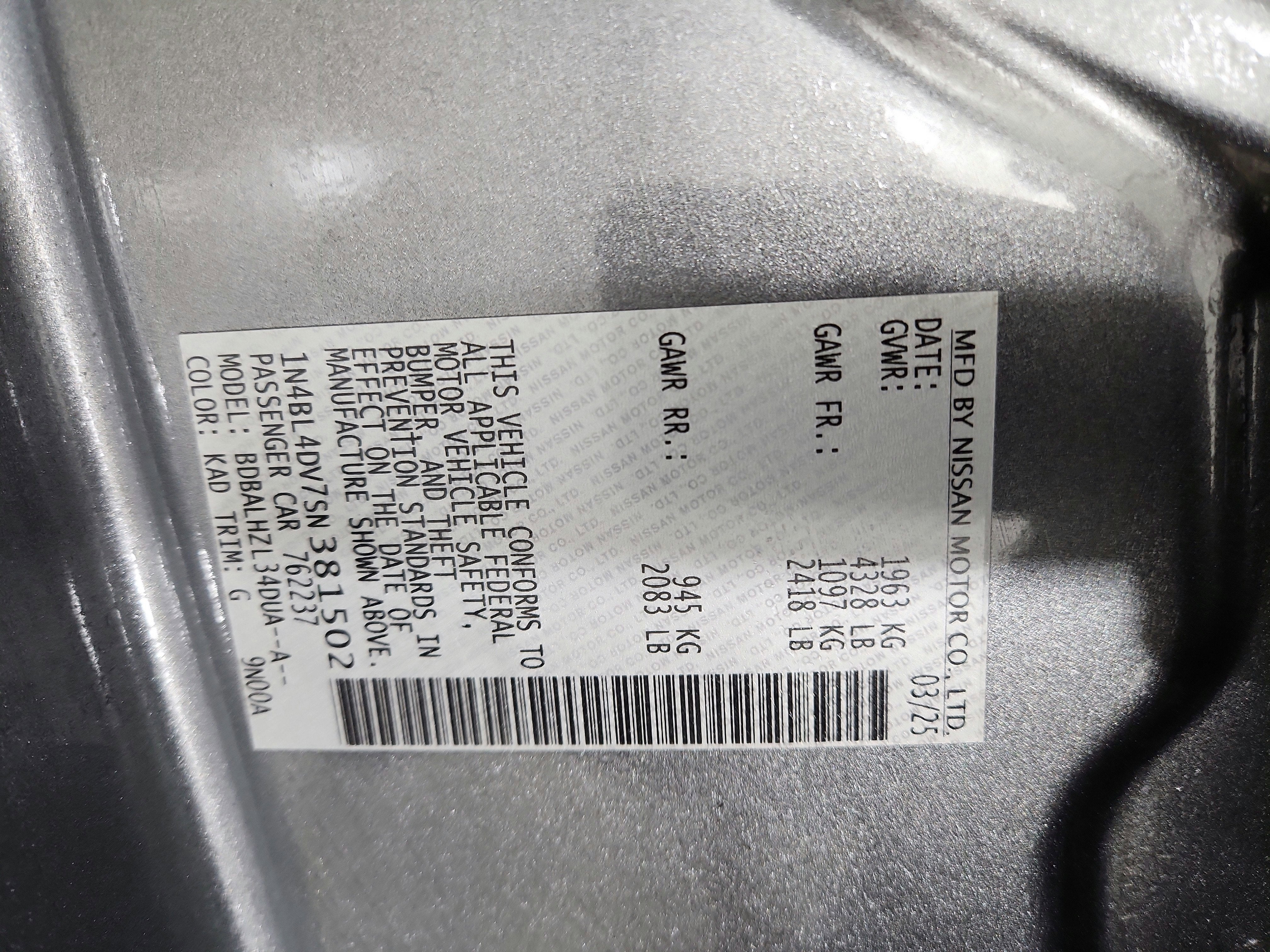 2025 Nissan Altima SV FWD