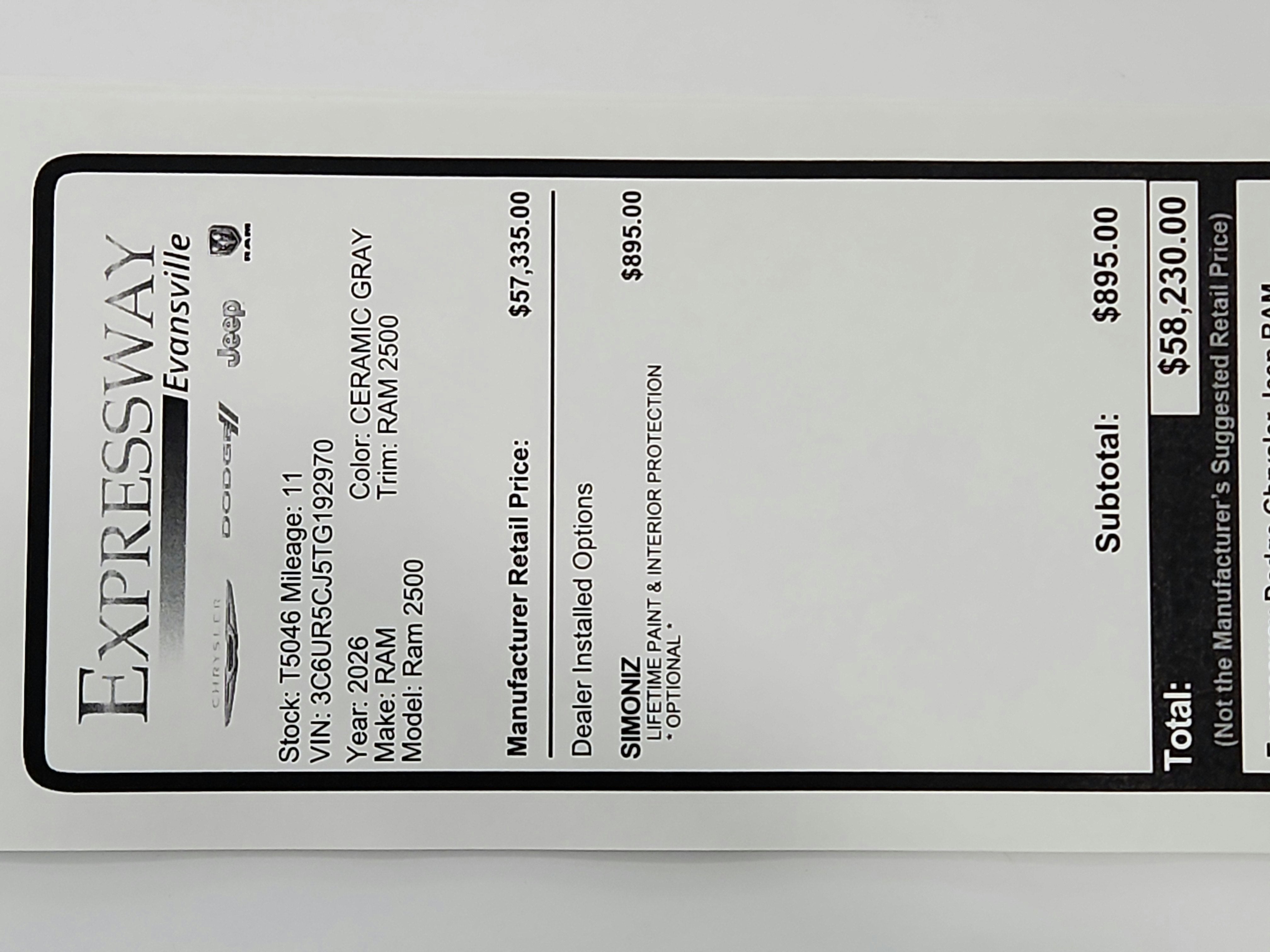 2026 RAM 2500 Tradesman Crew Cab 4x4 6'4' Box