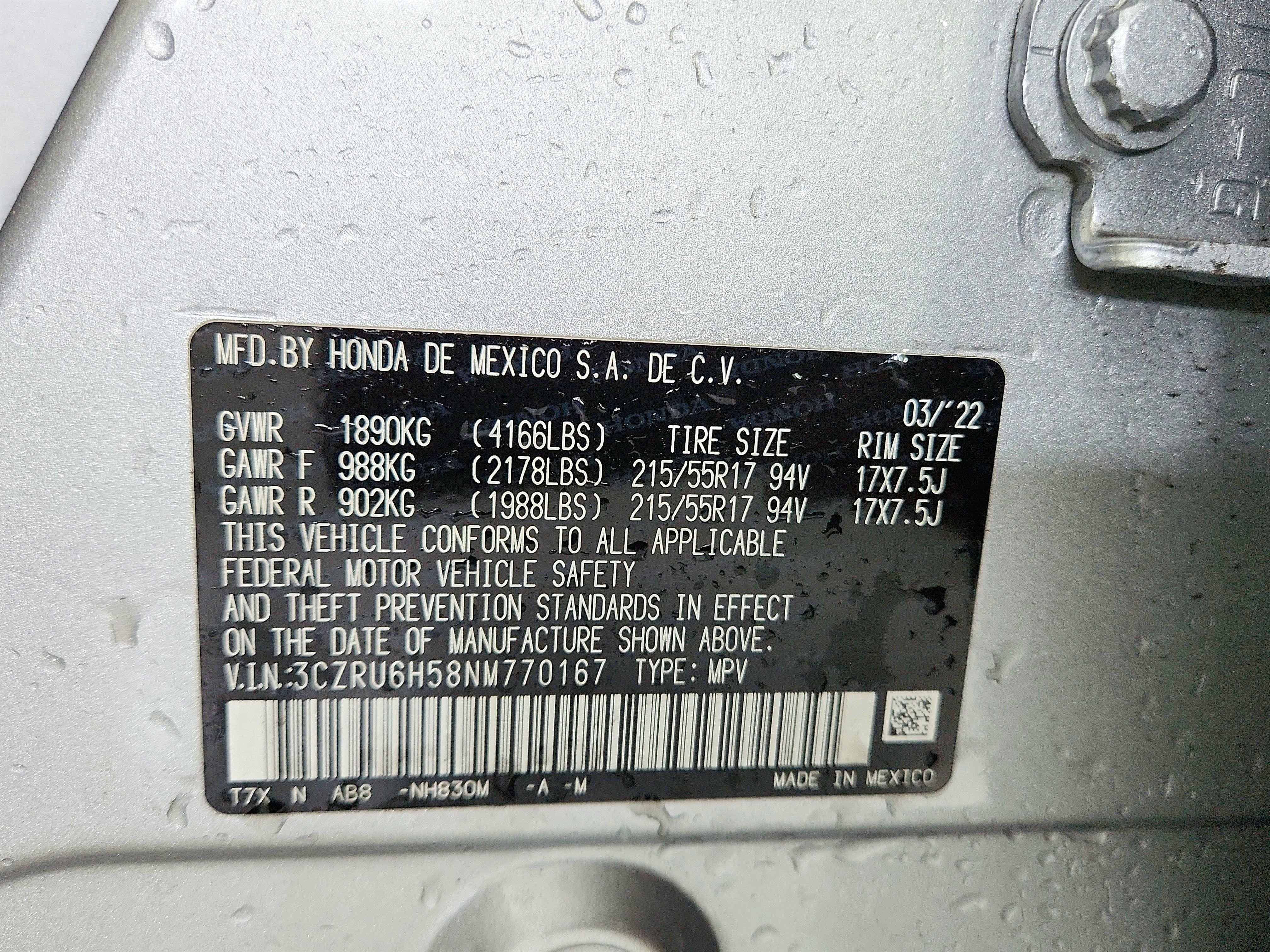 2022 Honda HR-V AWD EX