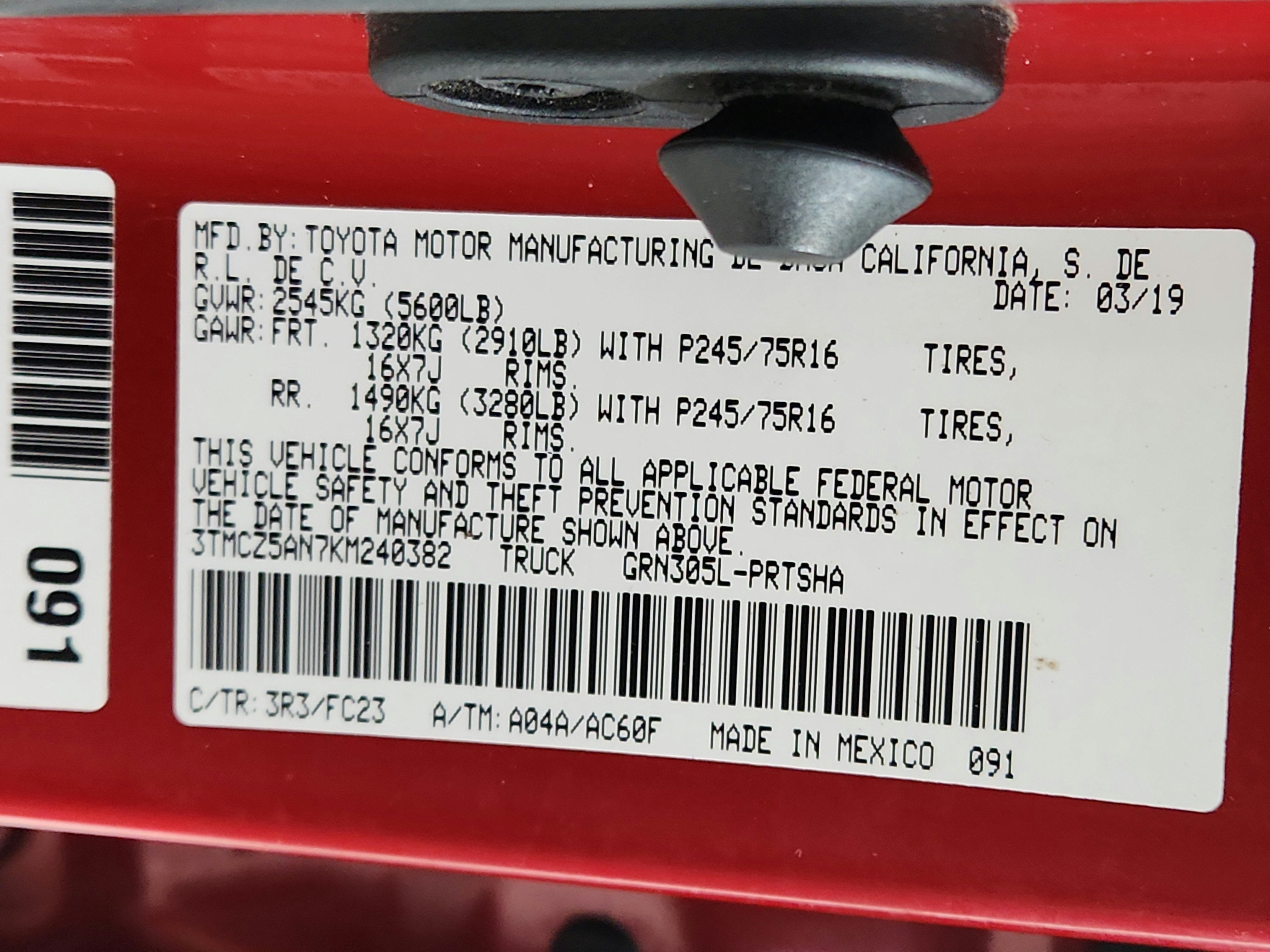 2019 Toyota Tacoma 4WD Base