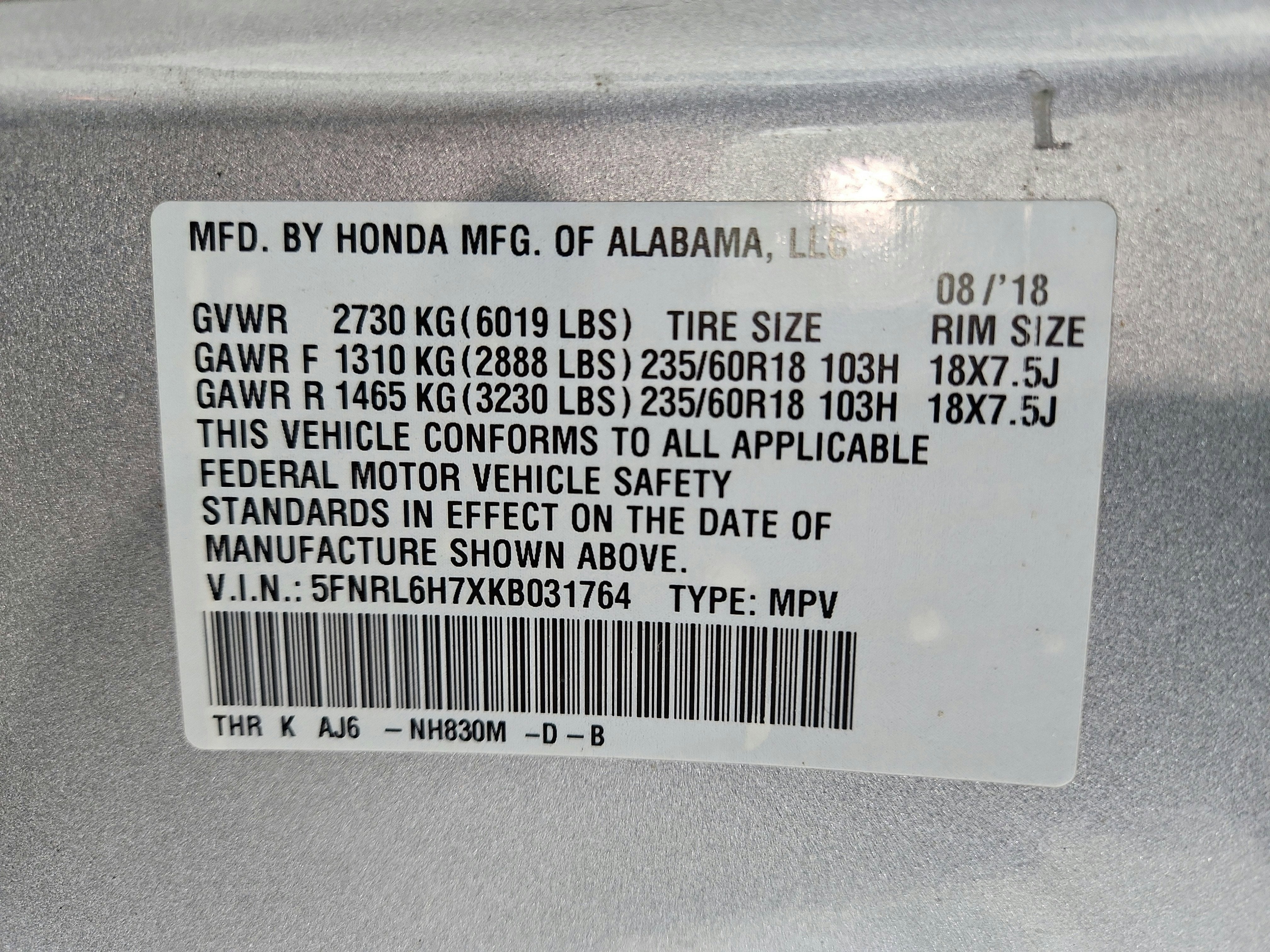 2019 Honda Odyssey Base