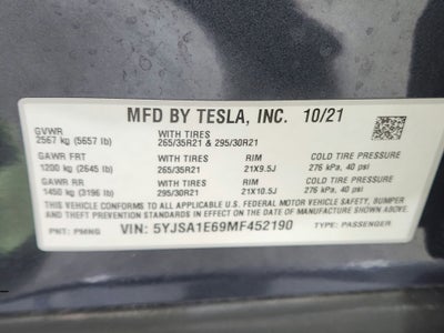 2021 Tesla Model S Plaid Tri Motor All-Wheel Drive
