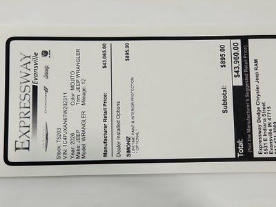 2026 Jeep Wrangler JEEP WRANGLER 2-DOOR SPORT