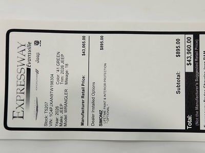 2026 Jeep Wrangler 2026 JEEP WRANGLER SPORT 2DR SUV 96.8 WB 4WD