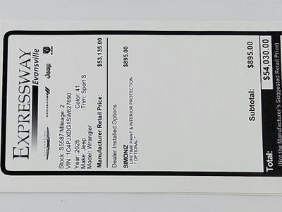 2025 Jeep Wrangler JEEP WRANGLER 4-DOOR SPORT