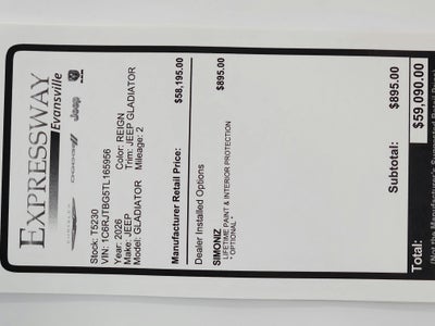 2026 Jeep Gladiator JEEP GLADIATOR RUBICON 4X4