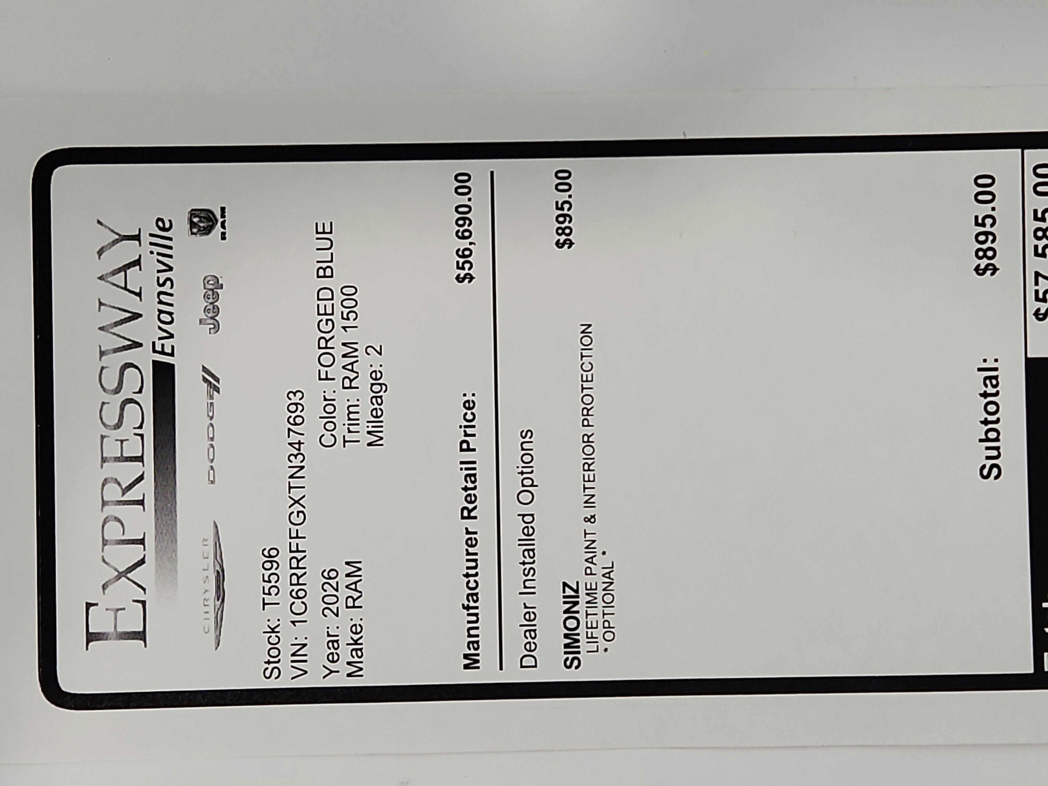 2026 RAM Ram 1500 RAM 1500 BIGHORN/LONESTAR CREW 4X4 (144.5 IN WB 5 FT 7 IN BOX)