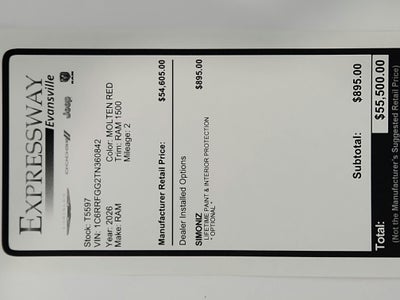 2026 RAM Ram 1500 RAM 1500 TRADESMAN CREW CAB 4X4 (144.5 IN WB 5 FT 7 IN BOX)