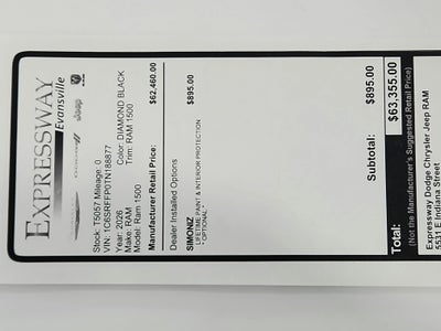 2026 RAM Ram 1500 RAM 1500 BIGHORN/LONESTAR CREW 4X4 (144.5 IN WB 5 FT 7 IN BOX)