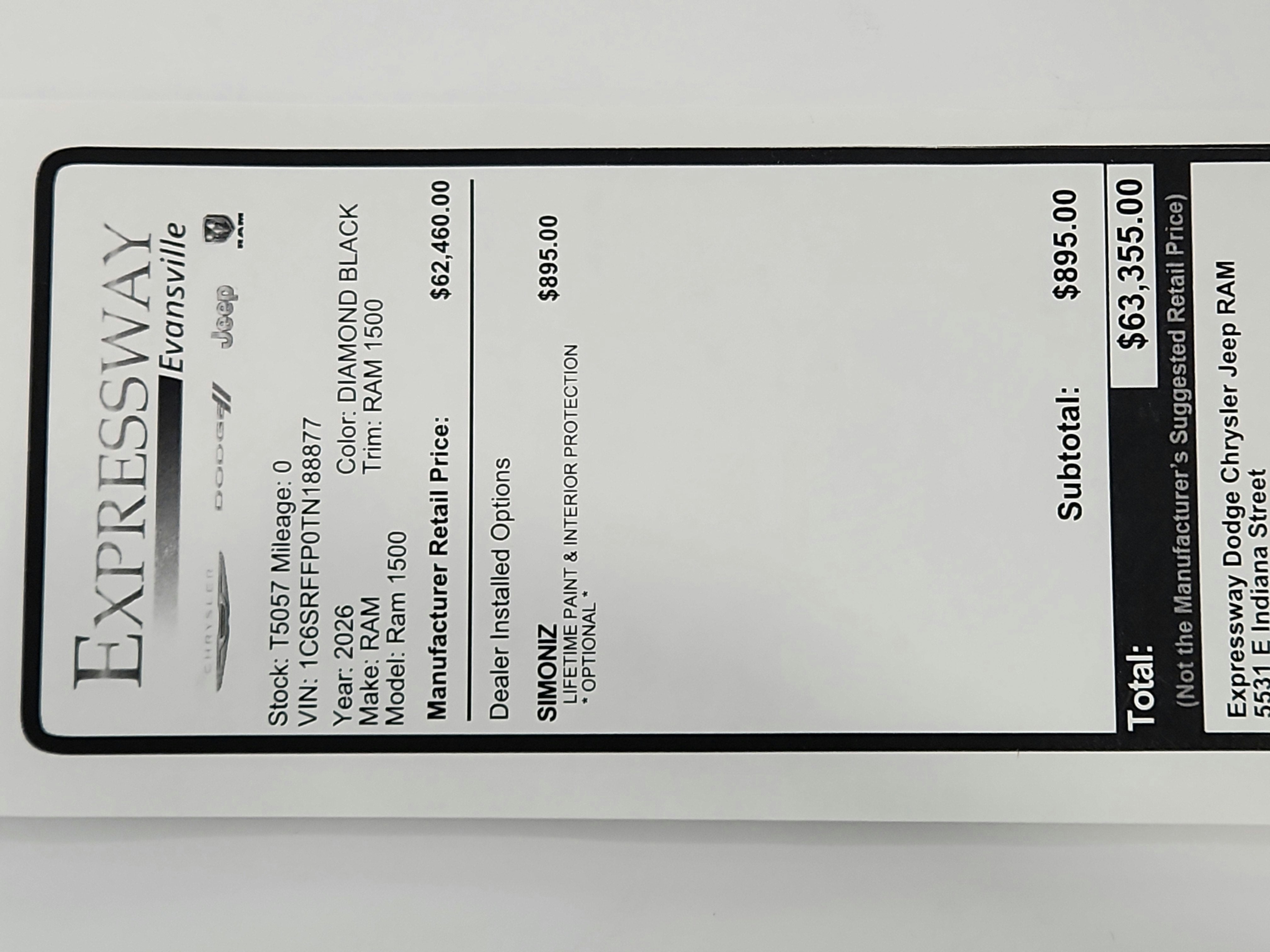 2026 RAM Ram 1500 RAM 1500 BIGHORN/LONESTAR CREW 4X4 (144.5 IN WB 5 FT 7 IN BOX)