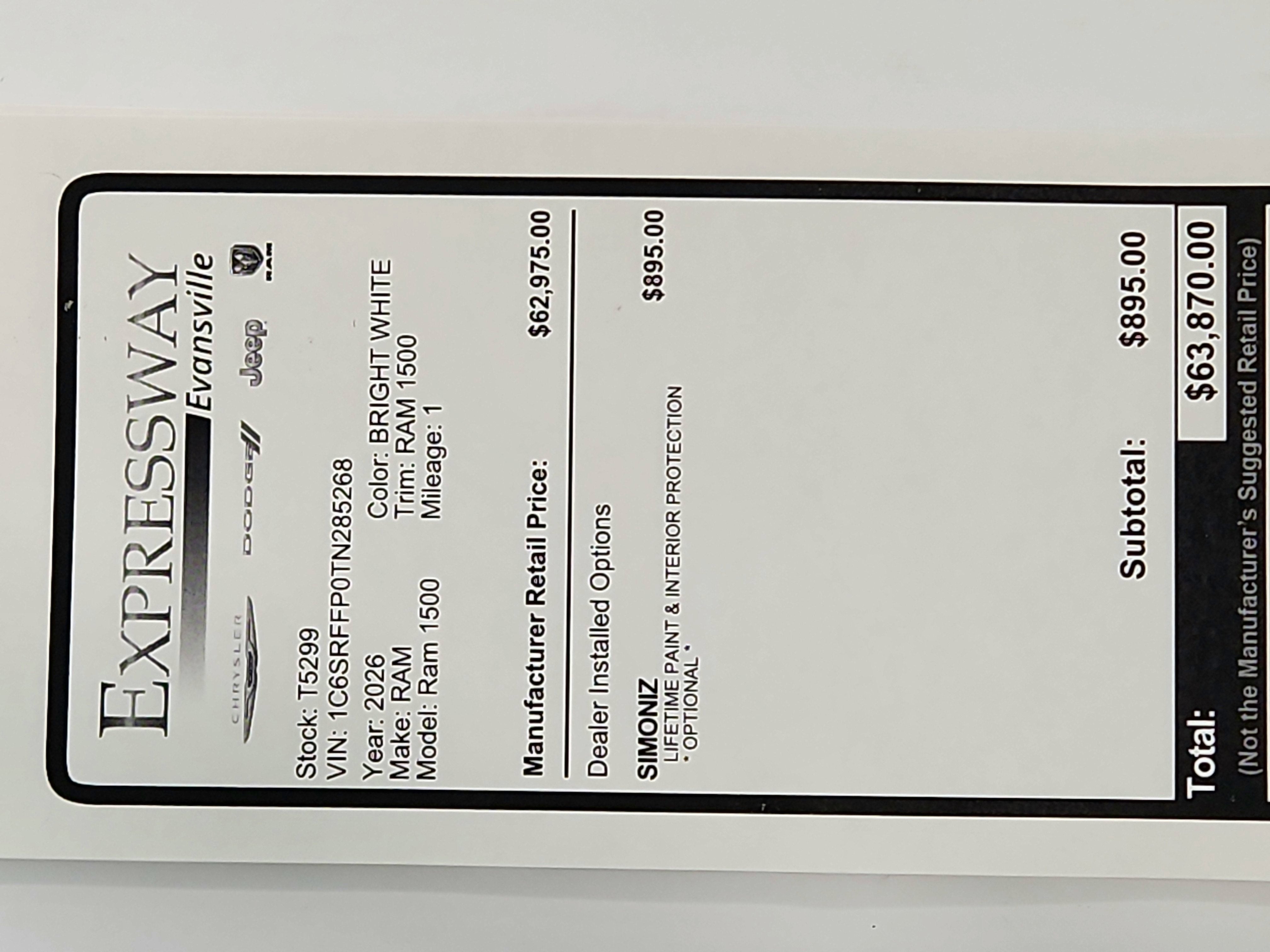 2026 RAM Ram 1500 RAM 1500 BIGHORN/LONESTAR CREW 4X4 (144.5 IN WB 5 FT 7 IN BOX)