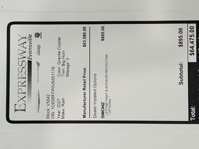 2027 RAM Ram 1500 Big Horn