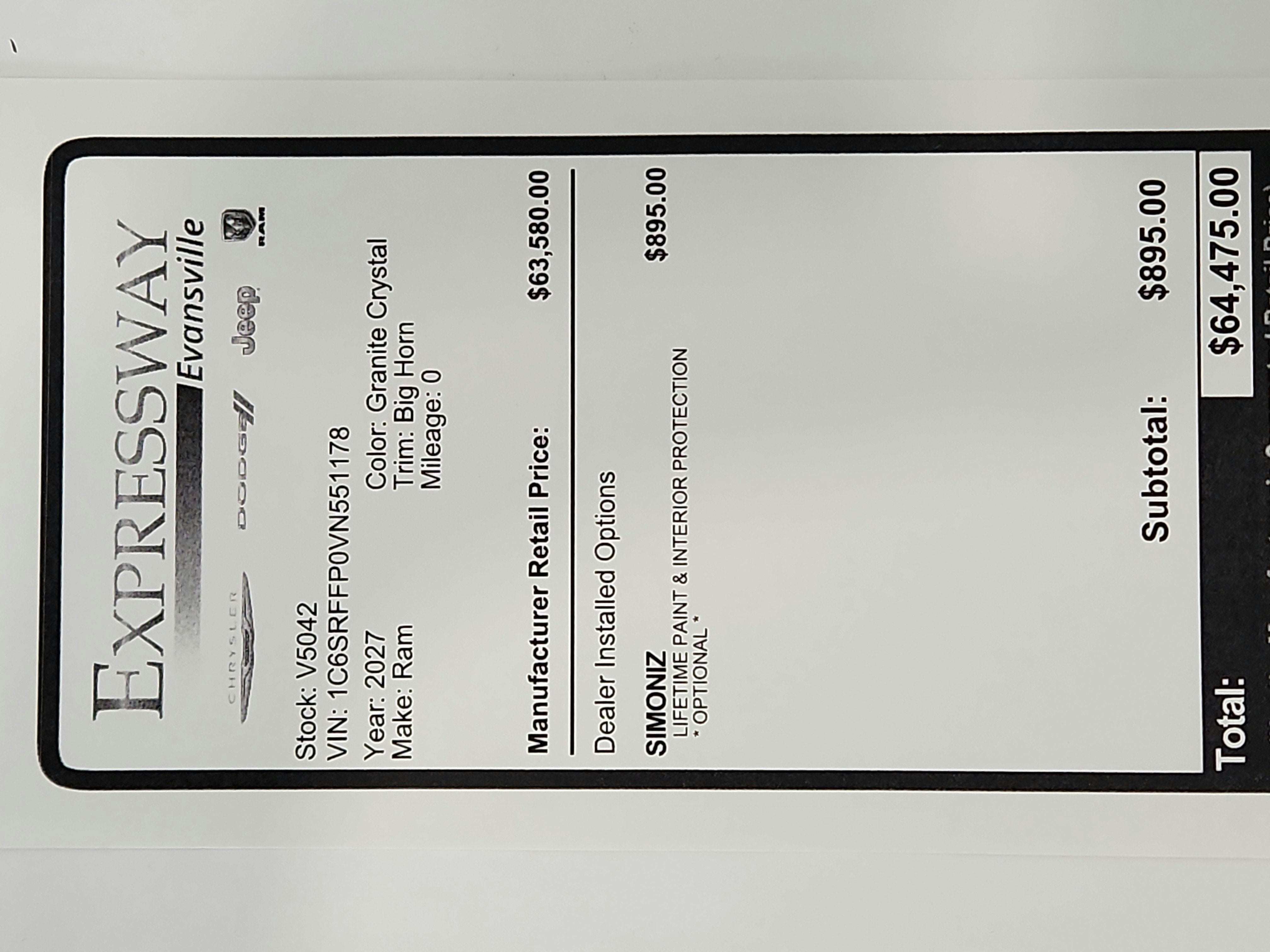 2027 RAM Ram 1500 Big Horn