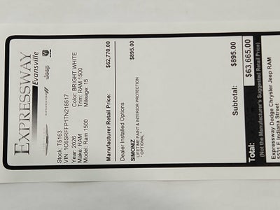 2026 RAM Ram 1500 RAM 1500 BIGHORN/LONESTAR CREW 4X4 (144.5 IN WB 5 FT 7 IN BOX)