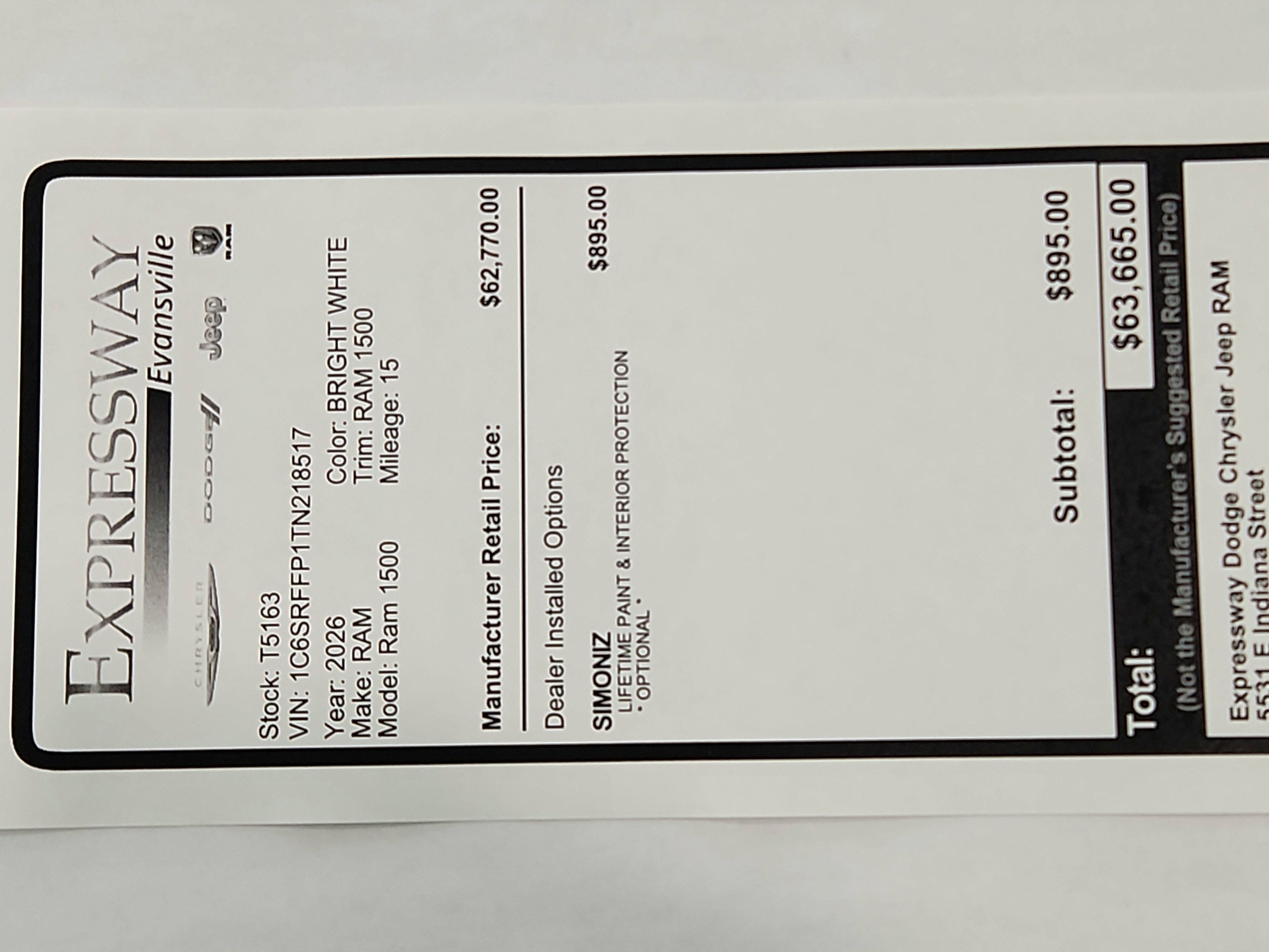 2026 RAM Ram 1500 RAM 1500 BIGHORN/LONESTAR CREW 4X4 (144.5 IN WB 5 FT 7 IN BOX)