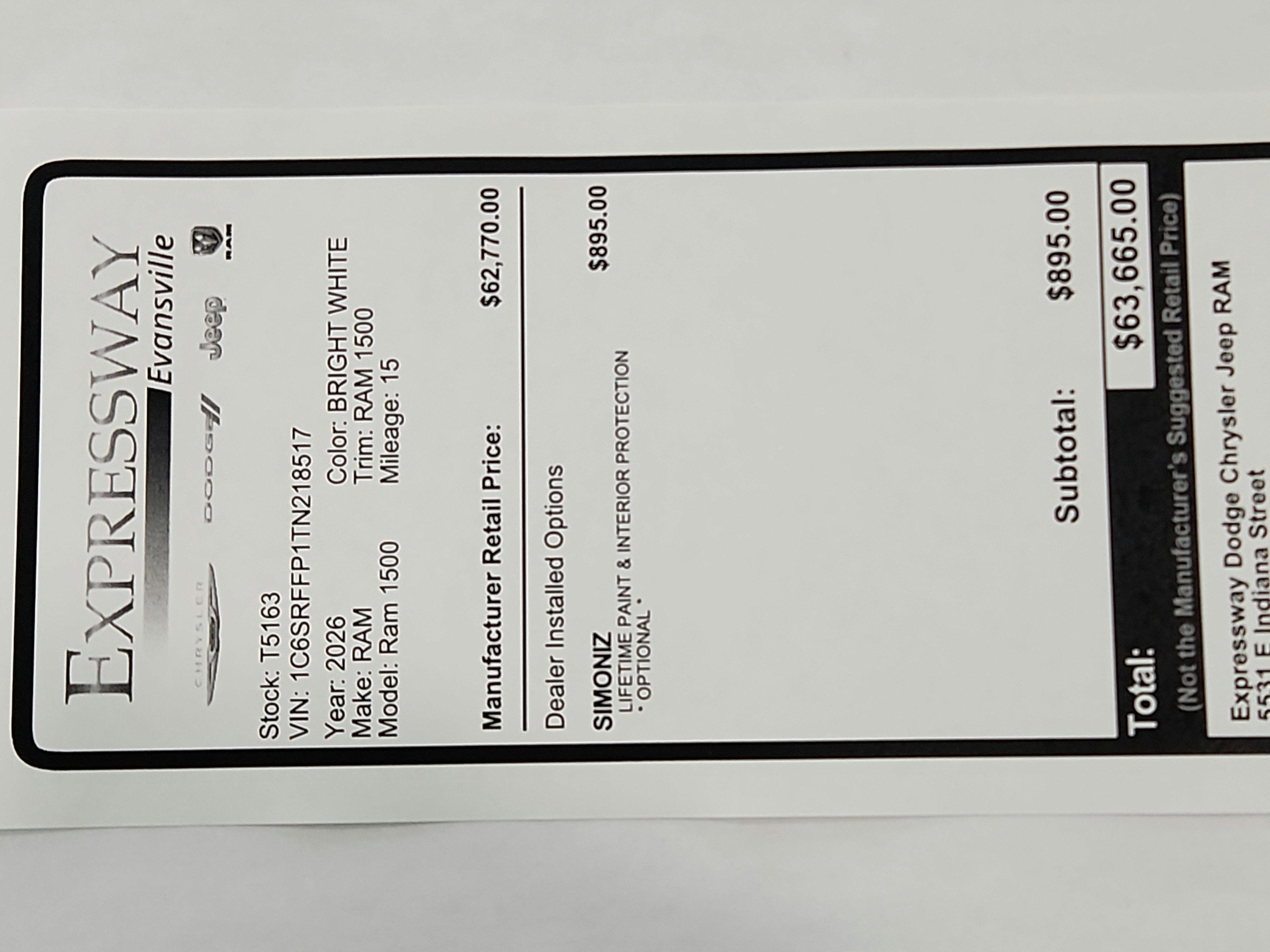 2026 RAM Ram 1500 RAM 1500 BIGHORN/LONESTAR CREW 4X4 (144.5 IN WB 5 FT 7 IN BOX)