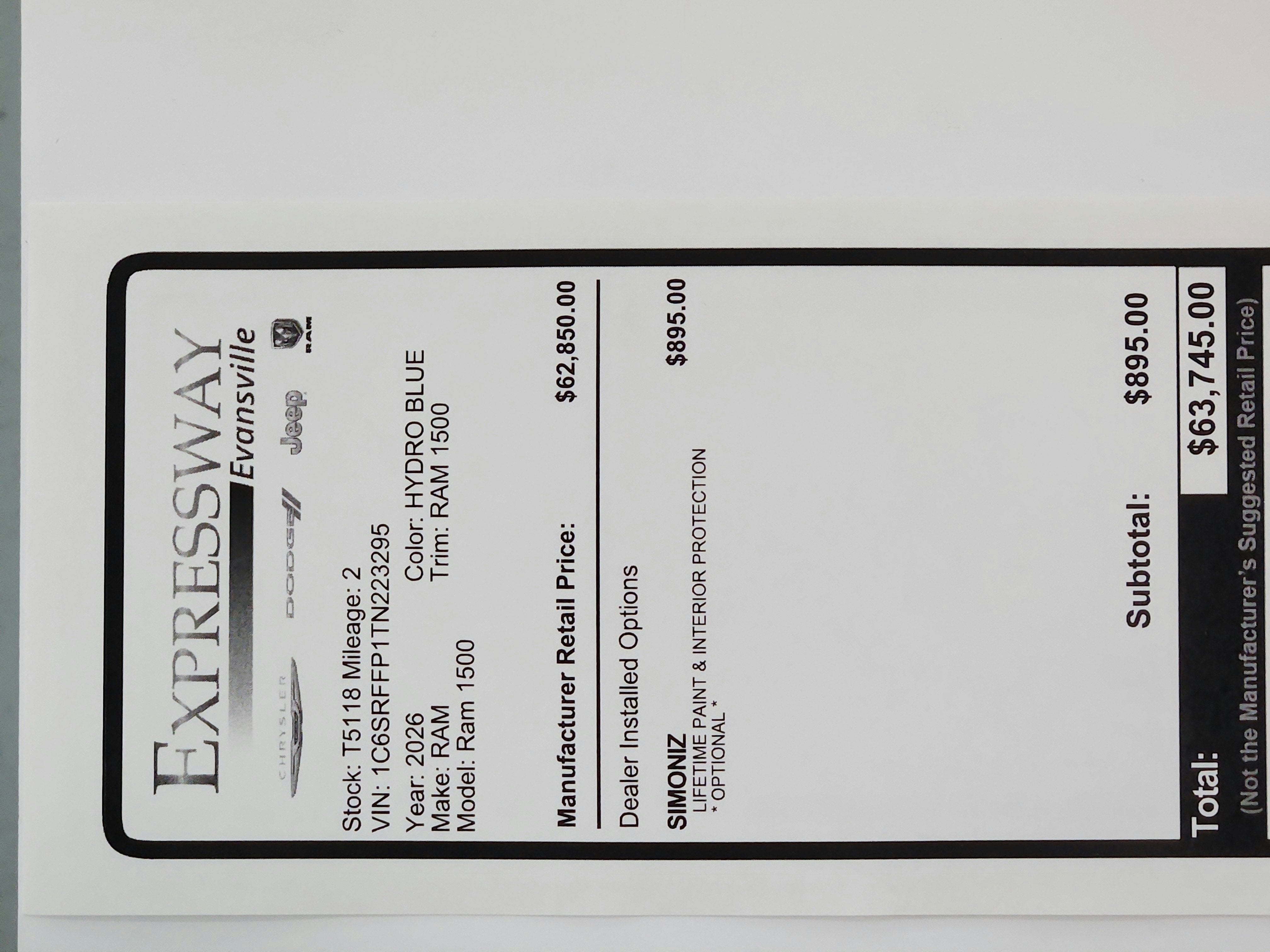 2026 RAM Ram 1500 RAM 1500 BIGHORN/LONESTAR CREW 4X4 (144.5 IN WB 5 FT 7 IN BOX)