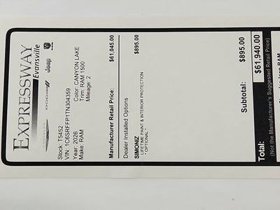 2026 RAM Ram 1500 RAM 1500 BIGHORN/LONESTAR CREW 4X4 (144.5 IN WB 5 FT 7 IN BOX)