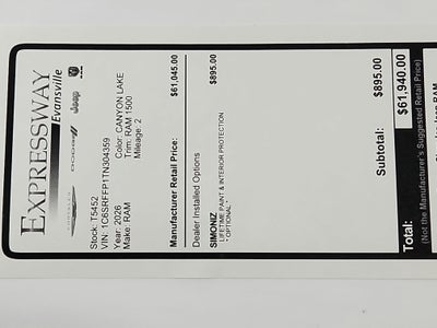 2026 RAM Ram 1500 RAM 1500 BIGHORN/LONESTAR CREW 4X4 (144.5 IN WB 5 FT 7 IN BOX)