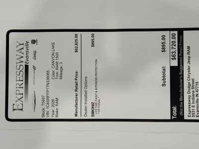 2026 RAM Ram 1500 RAM 1500 BIGHORN/LONESTAR CREW 4X4 (144.5 IN WB 5 FT 7 IN BOX)