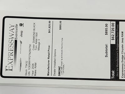 2026 RAM Ram 1500 RAM 1500 BIGHORN/LONESTAR CREW 4X4 (144.5 IN WB 5 FT 7 IN BOX)