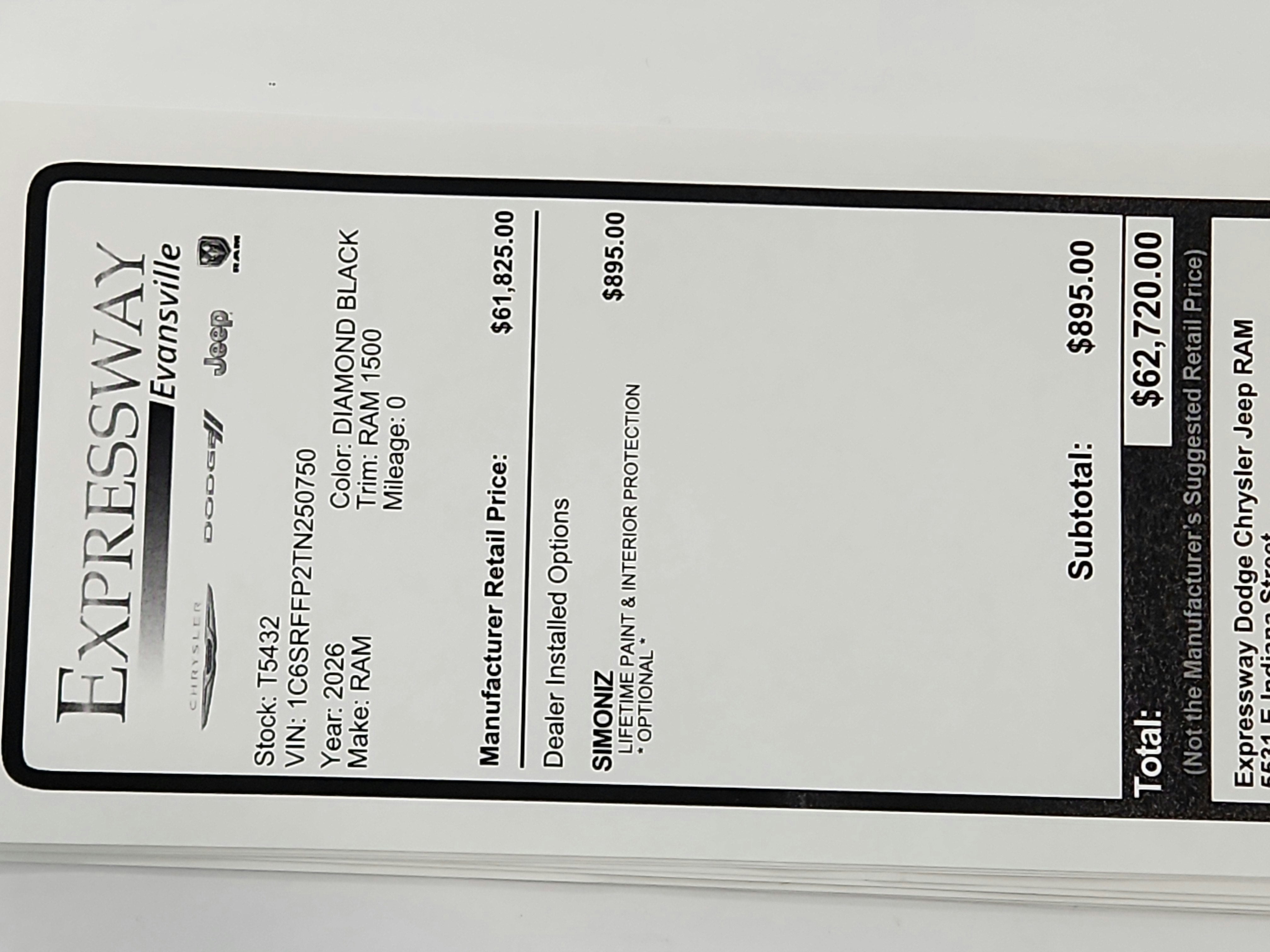 2026 RAM Ram 1500 RAM 1500 BIGHORN/LONESTAR CREW 4X4 (144.5 IN WB 5 FT 7 IN BOX)