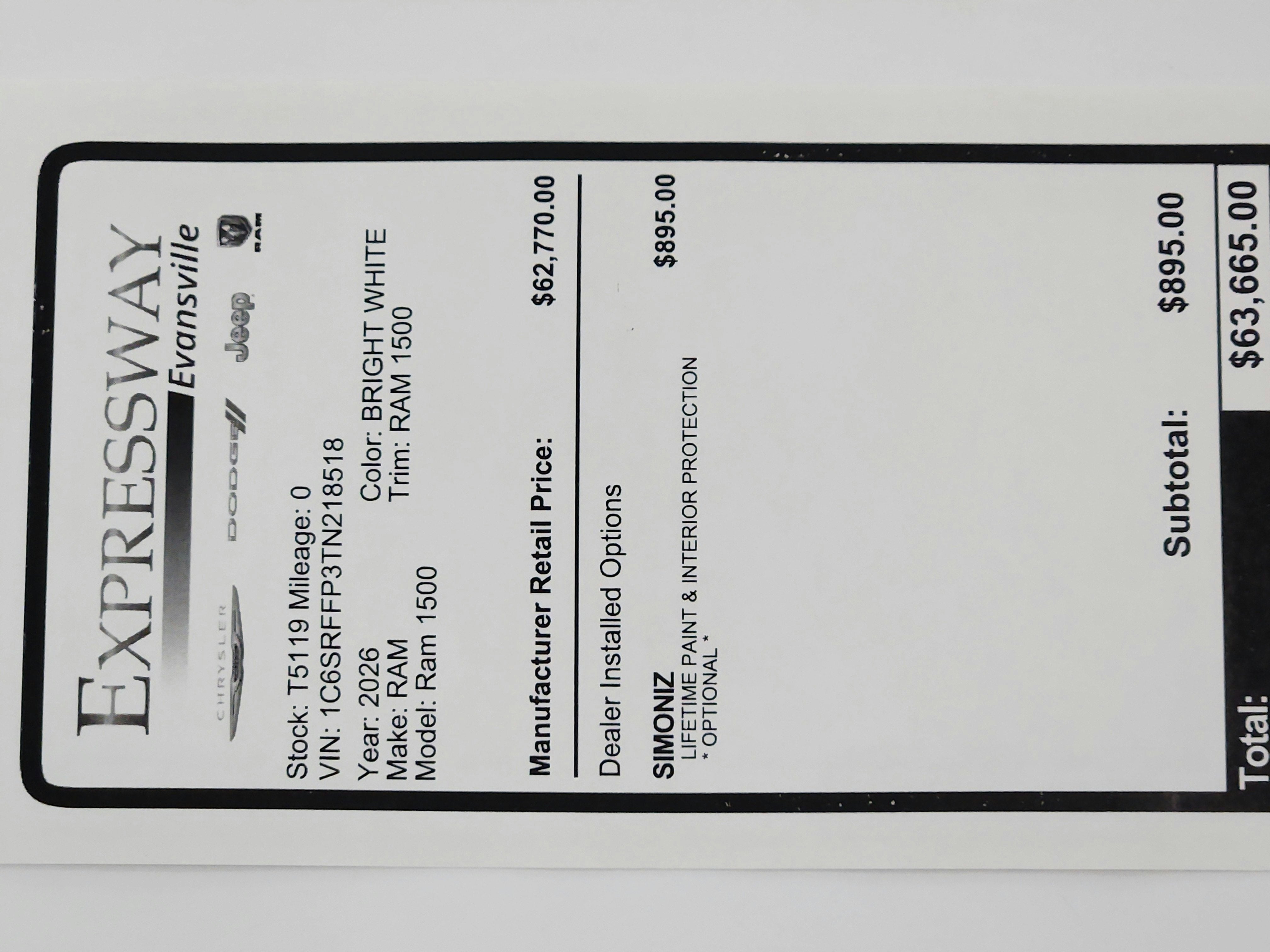 2026 RAM Ram 1500 RAM 1500 BIGHORN/LONESTAR CREW 4X4 (144.5 IN WB 5 FT 7 IN BOX)