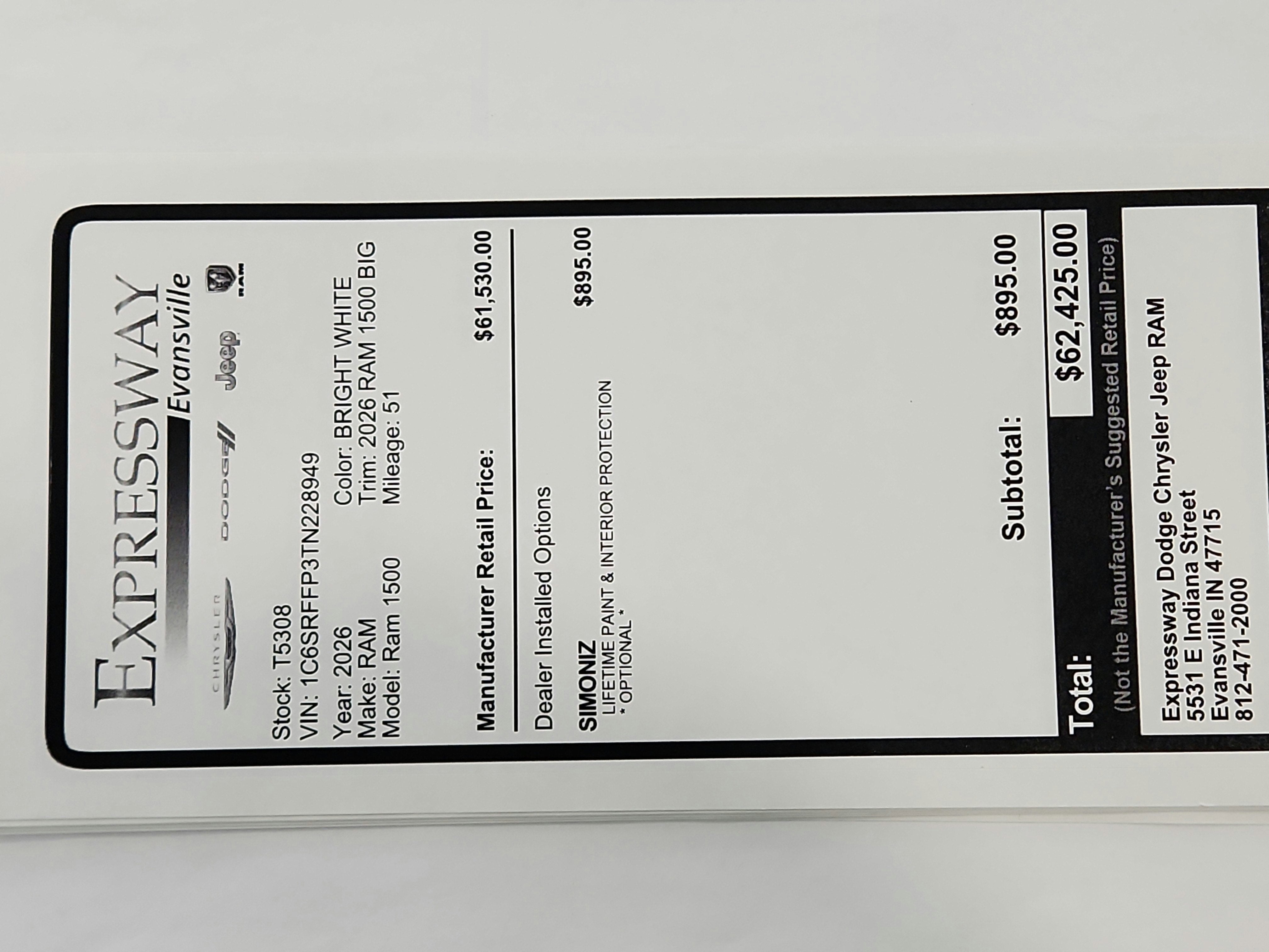 2026 RAM Ram 1500 2026 RAM 1500 BIG HORN/LONE STAR CREW CAB 4DR 144.5 WB 4WD