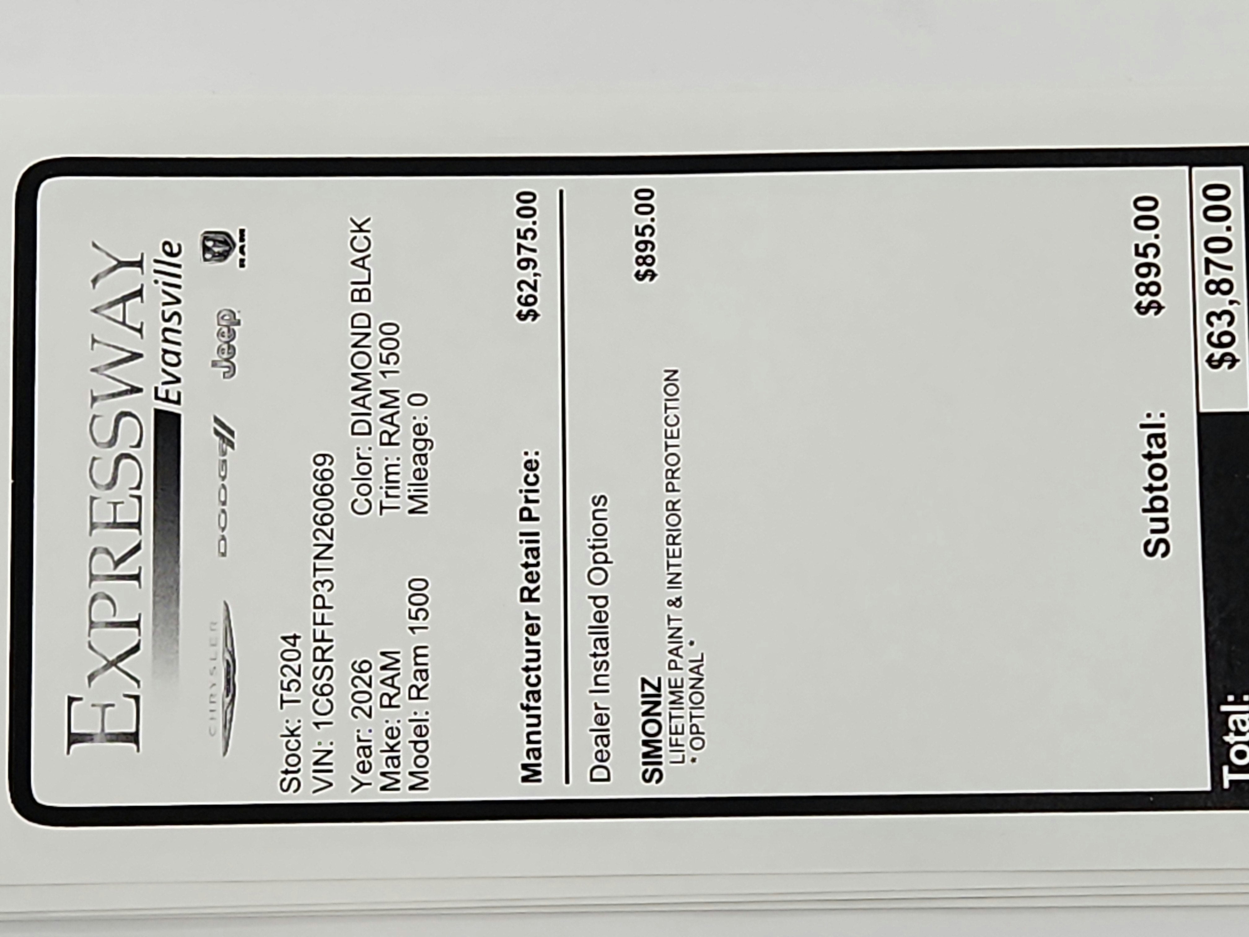 2026 RAM Ram 1500 RAM 1500 BIGHORN/LONESTAR CREW 4X4 (144.5 IN WB 5 FT 7 IN BOX)