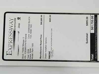 2026 RAM Ram 1500 RAM 1500 BIGHORN/LONESTAR CREW 4X4 (144.5 IN WB 5 FT 7 IN BOX)