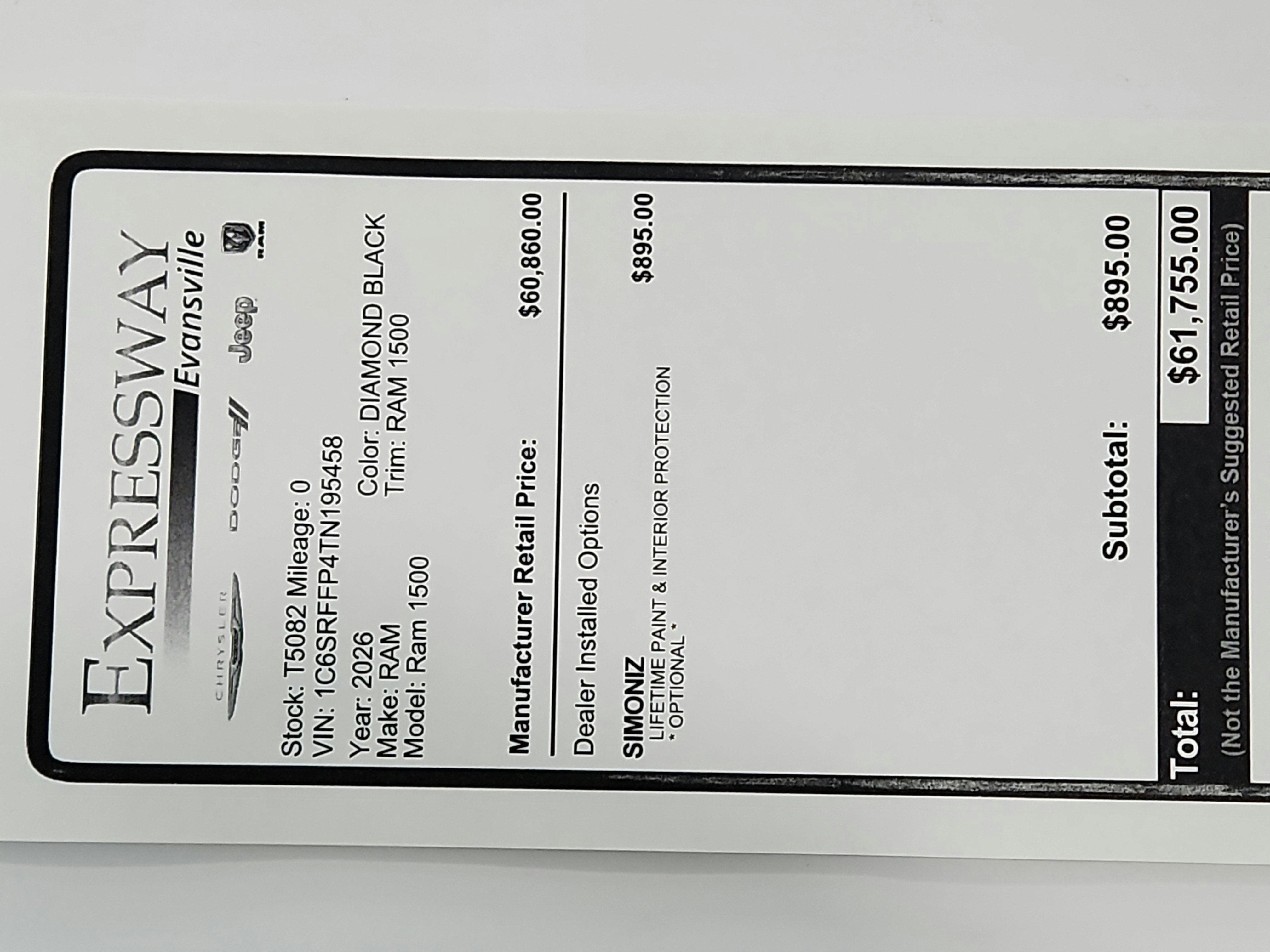 2026 RAM Ram 1500 RAM 1500 BIGHORN/LONESTAR CREW 4X4 (144.5 IN WB 5 FT 7 IN BOX)