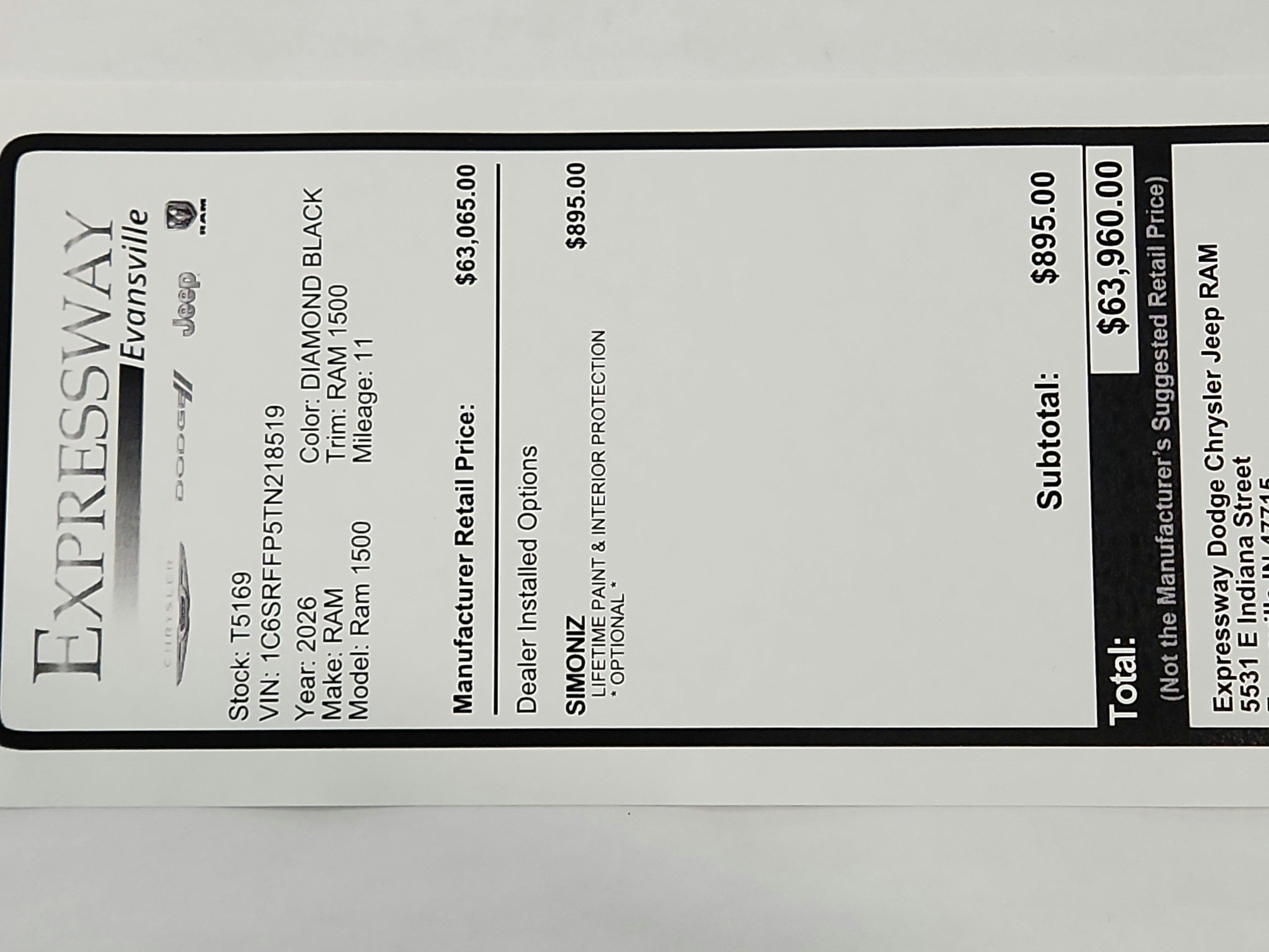 2026 RAM Ram 1500 RAM 1500 BIGHORN/LONESTAR CREW 4X4 (144.5 IN WB 5 FT 7 IN BOX)