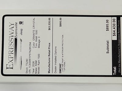 2026 RAM Ram 1500 RAM 1500 BIGHORN/LONESTAR CREW 4X4 (144.5 IN WB 5 FT 7 IN BOX)