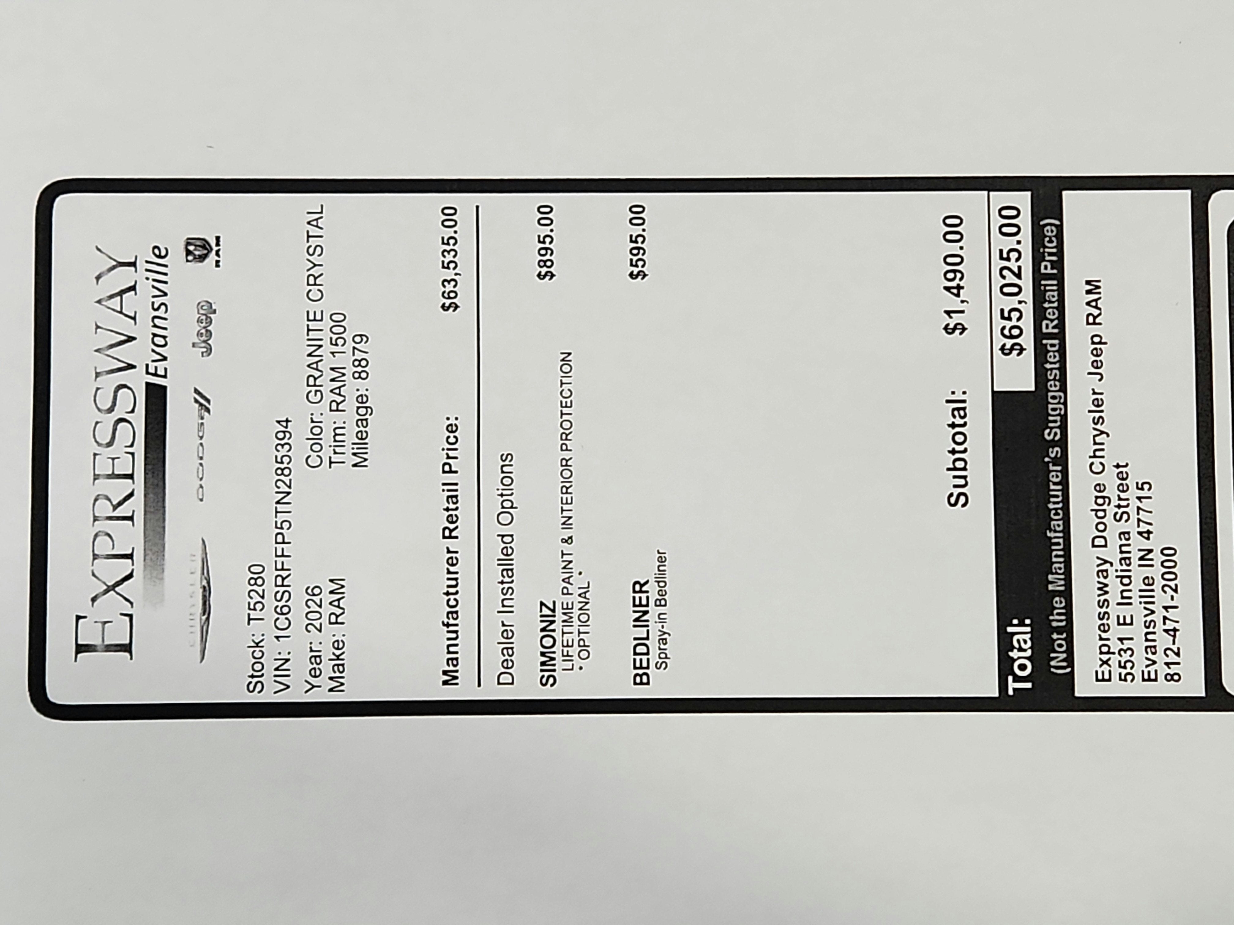 2026 RAM Ram 1500 Big Horn 4x4 Crew Cab 5'7" Box