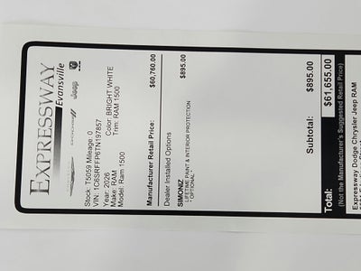 2026 RAM Ram 1500 RAM 1500 BIGHORN/LONESTAR CREW 4X4 (144.5 IN WB 5 FT 7 IN BOX)