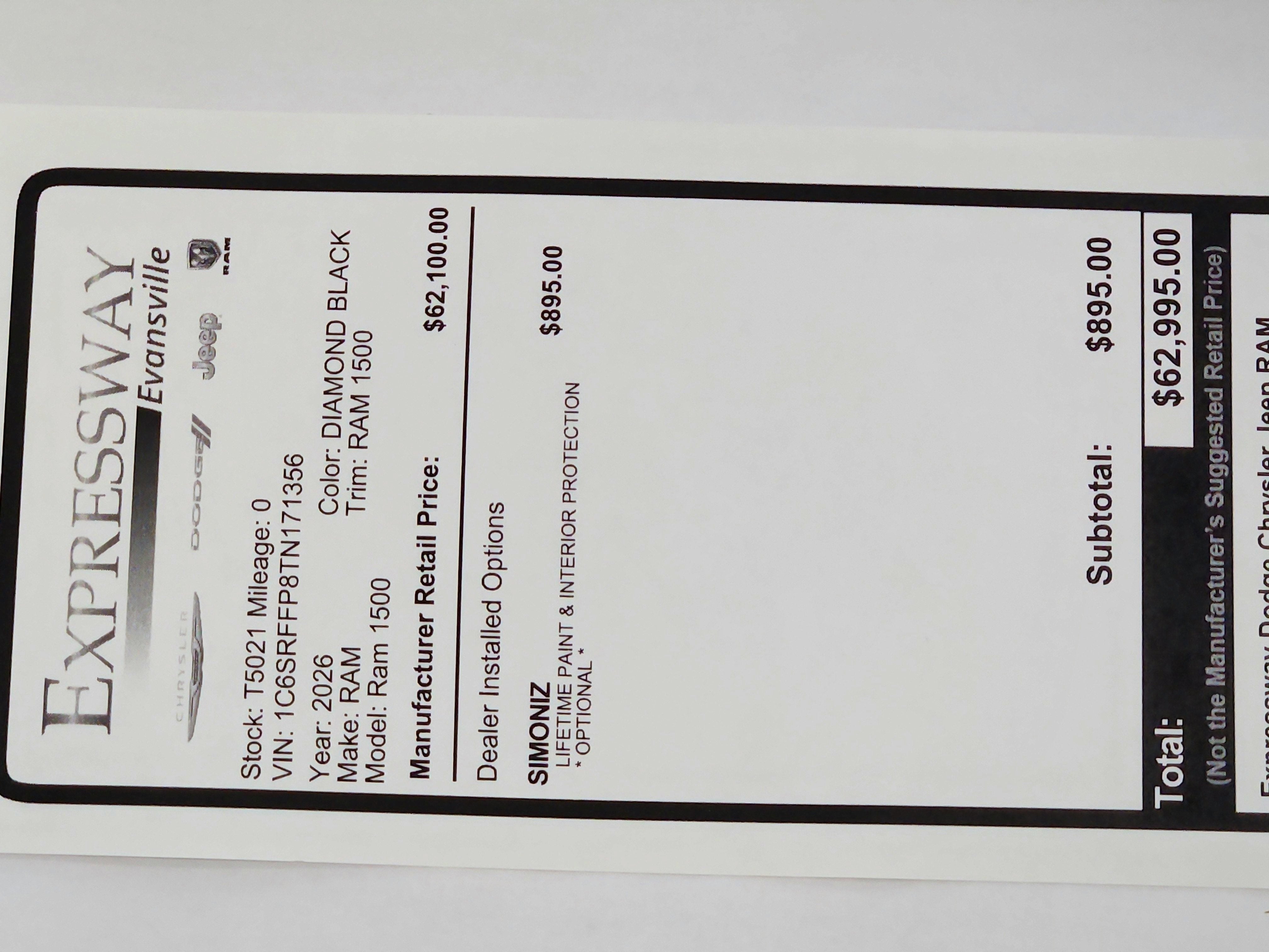 2026 RAM Ram 1500 RAM 1500 BIGHORN/LONESTAR CREW 4X4 (144.5 IN WB 5 FT 7 IN BOX)