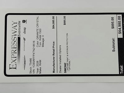 2026 RAM Ram 1500 RAM 1500 BIGHORN/LONESTAR CREW 4X4 (144.5 IN WB 5 FT 7 IN BOX)