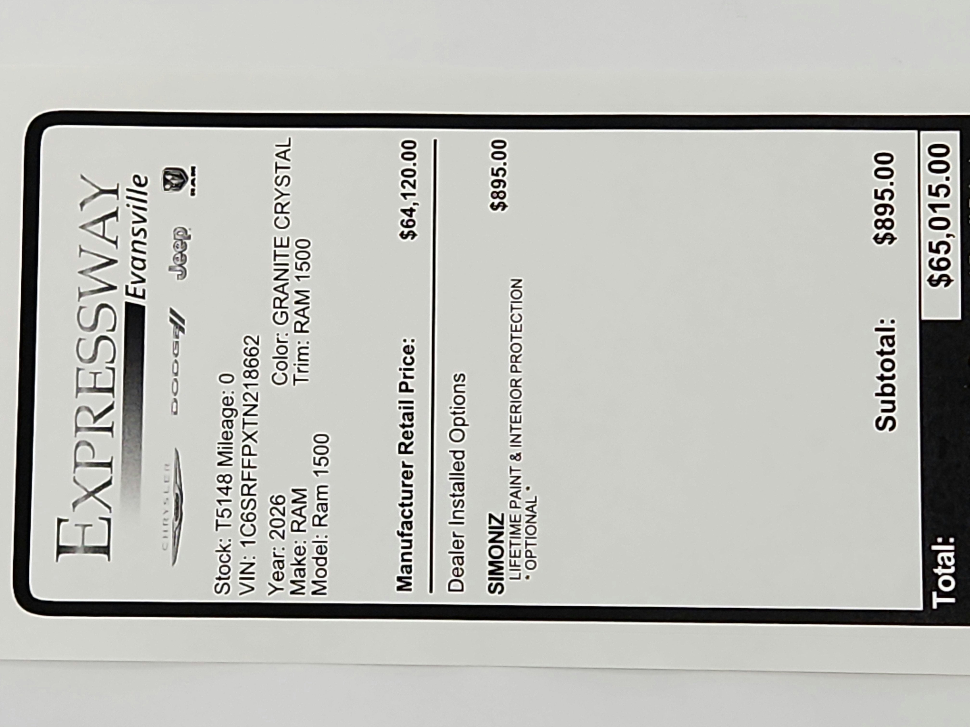 2026 RAM Ram 1500 RAM 1500 BIGHORN/LONESTAR CREW 4X4 (144.5 IN WB 5 FT 7 IN BOX)