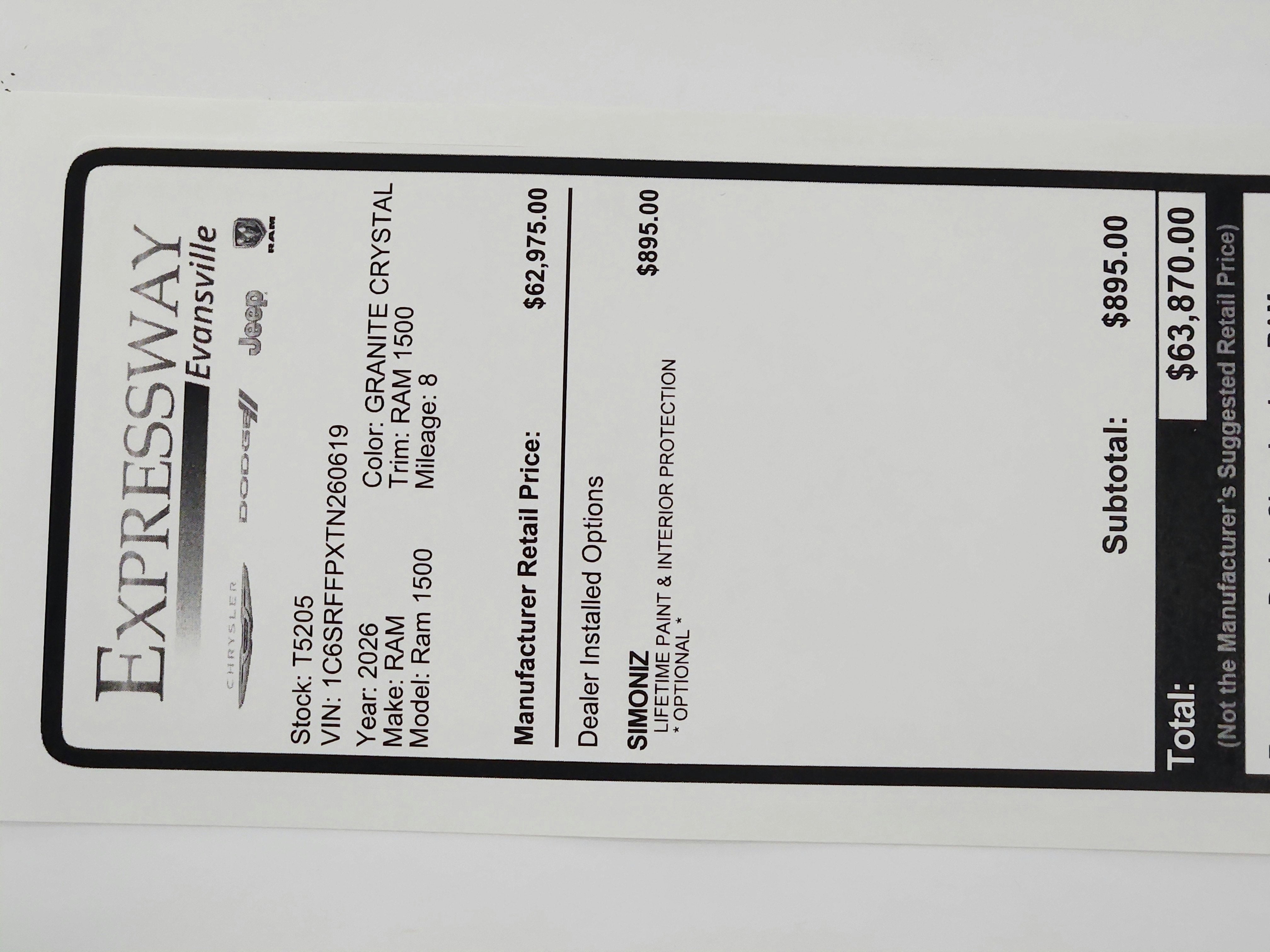 2026 RAM Ram 1500 RAM 1500 BIGHORN/LONESTAR CREW 4X4 (144.5 IN WB 5 FT 7 IN BOX)