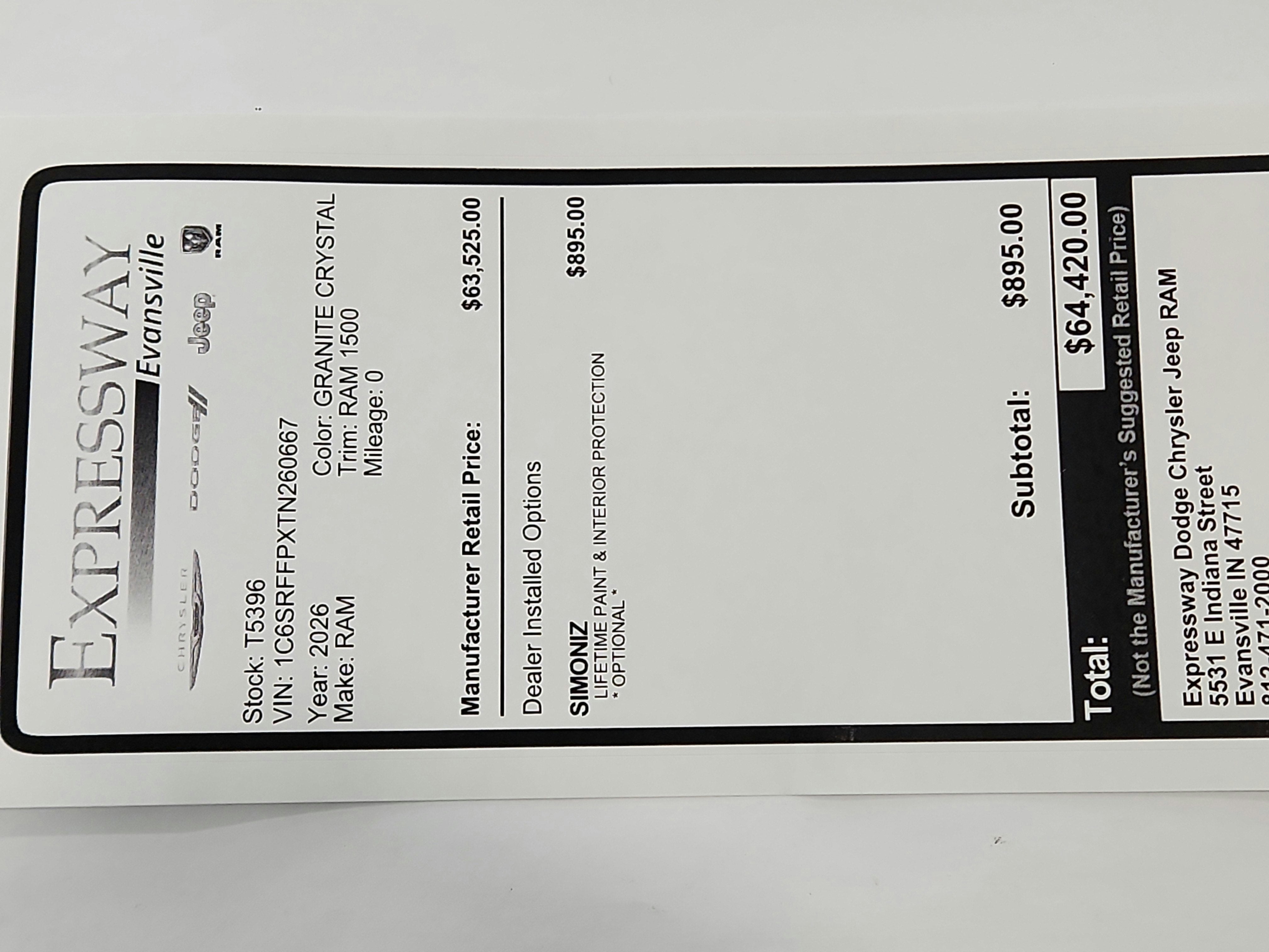 2026 RAM Ram 1500 RAM 1500 BIGHORN/LONESTAR CREW 4X4 (144.5 IN WB 5 FT 7 IN BOX)