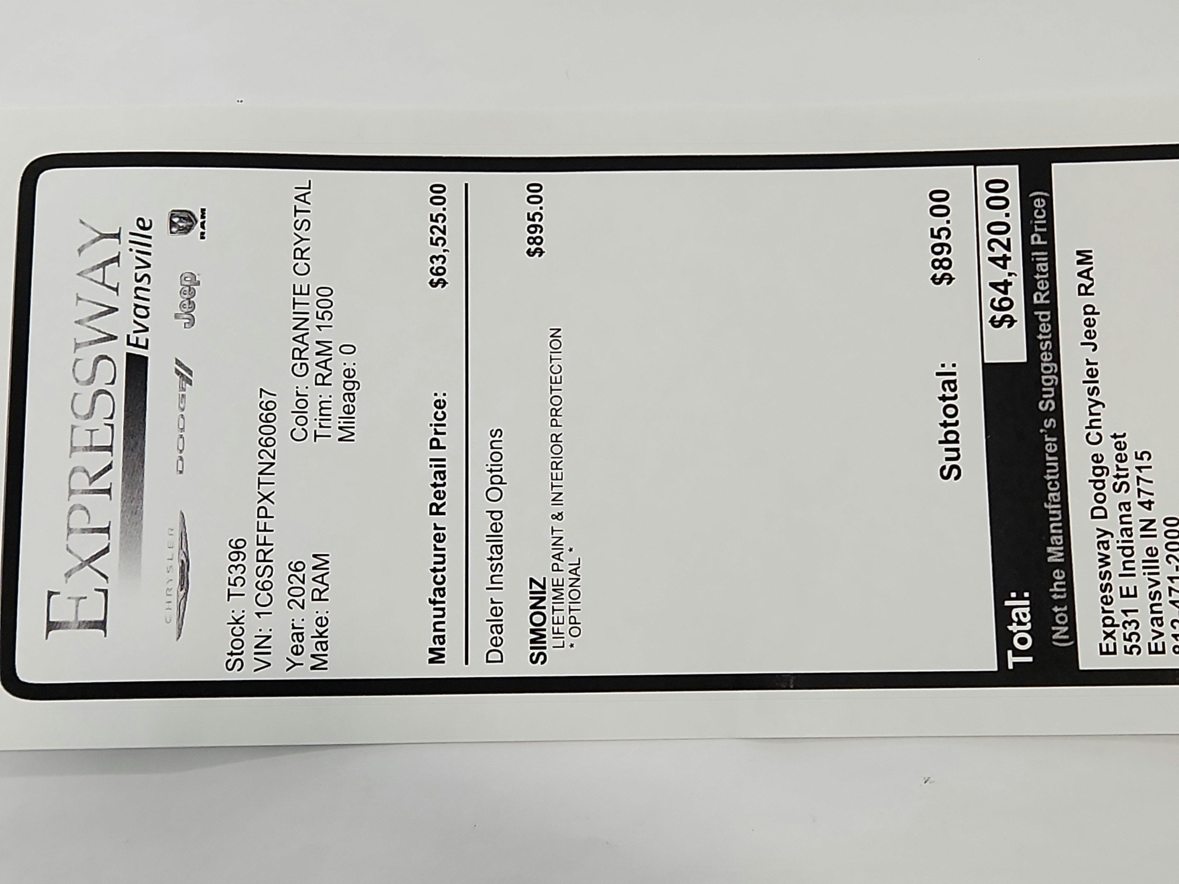 2026 RAM Ram 1500 RAM 1500 BIGHORN/LONESTAR CREW 4X4 (144.5 IN WB 5 FT 7 IN BOX)