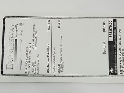 2026 RAM Ram 1500 RAM 1500 BIGHORN/LONESTAR CREW 4X4 (144.5 IN WB 5 FT 7 IN BOX)