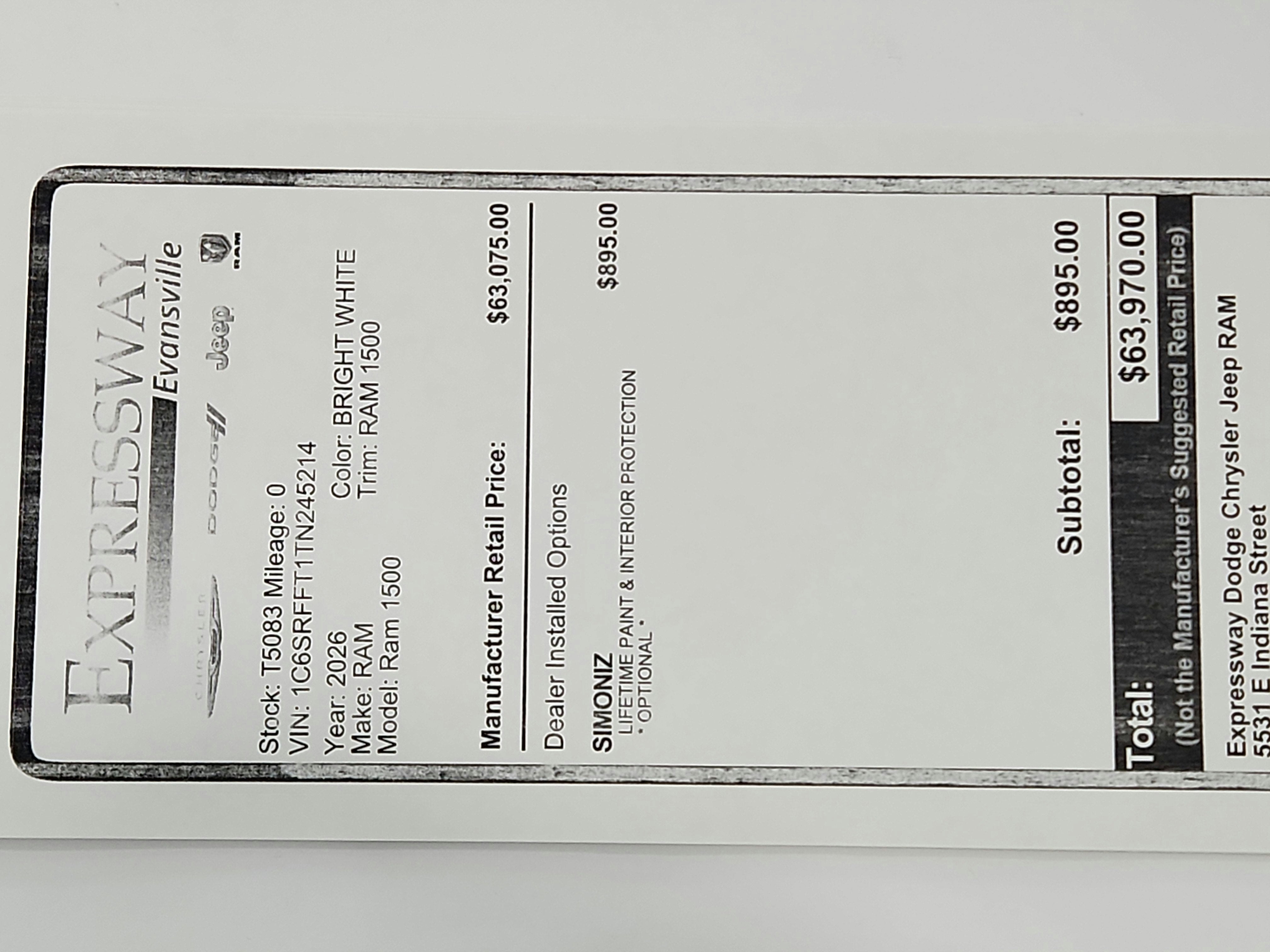 2026 RAM Ram 1500 RAM 1500 BIGHORN/LONESTAR CREW 4X4 (144.5 IN WB 5 FT 7 IN BOX)