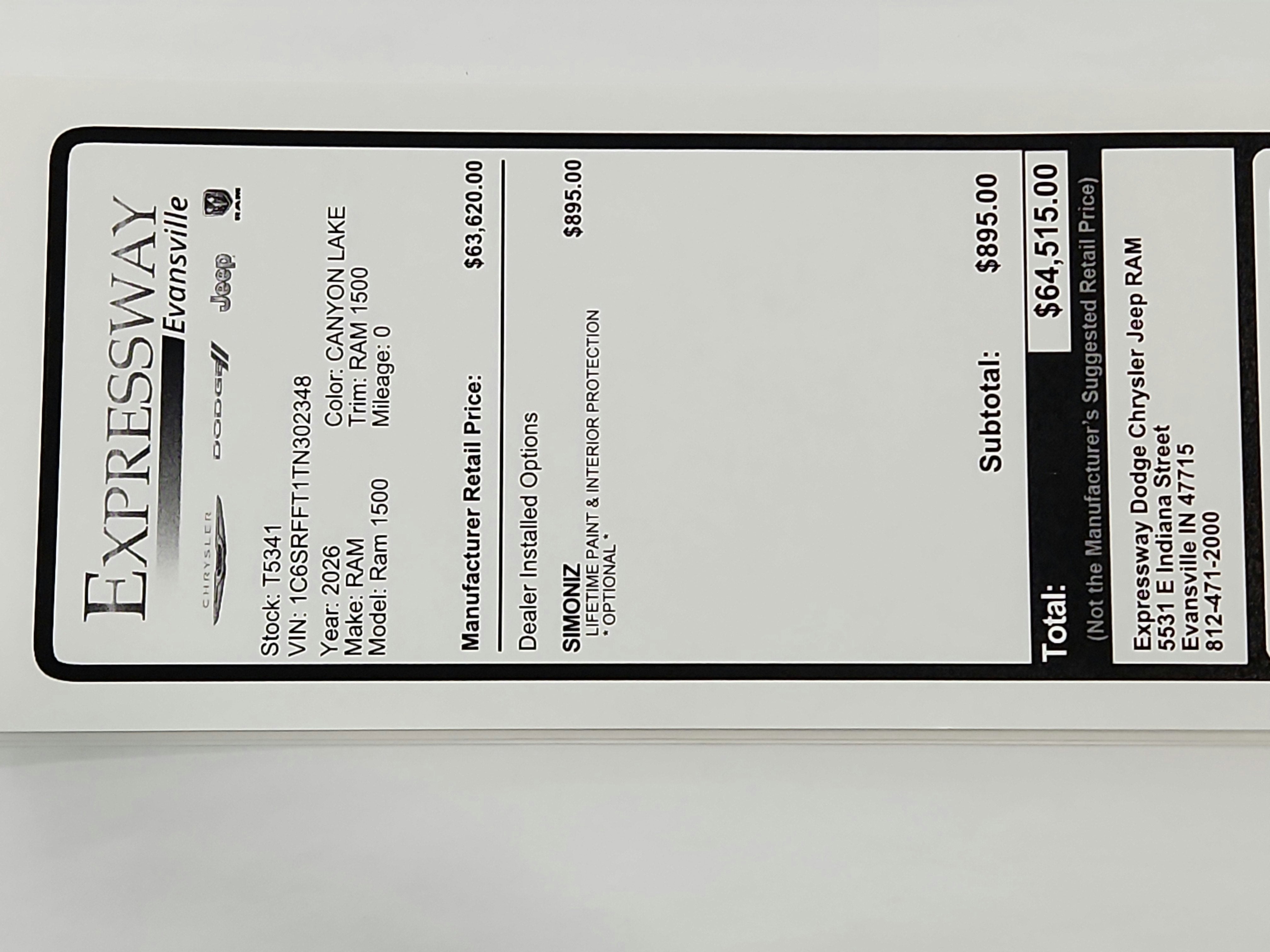 2026 RAM Ram 1500 RAM 1500 BIGHORN/LONESTAR CREW 4X4 (144.5 IN WB 5 FT 7 IN BOX)