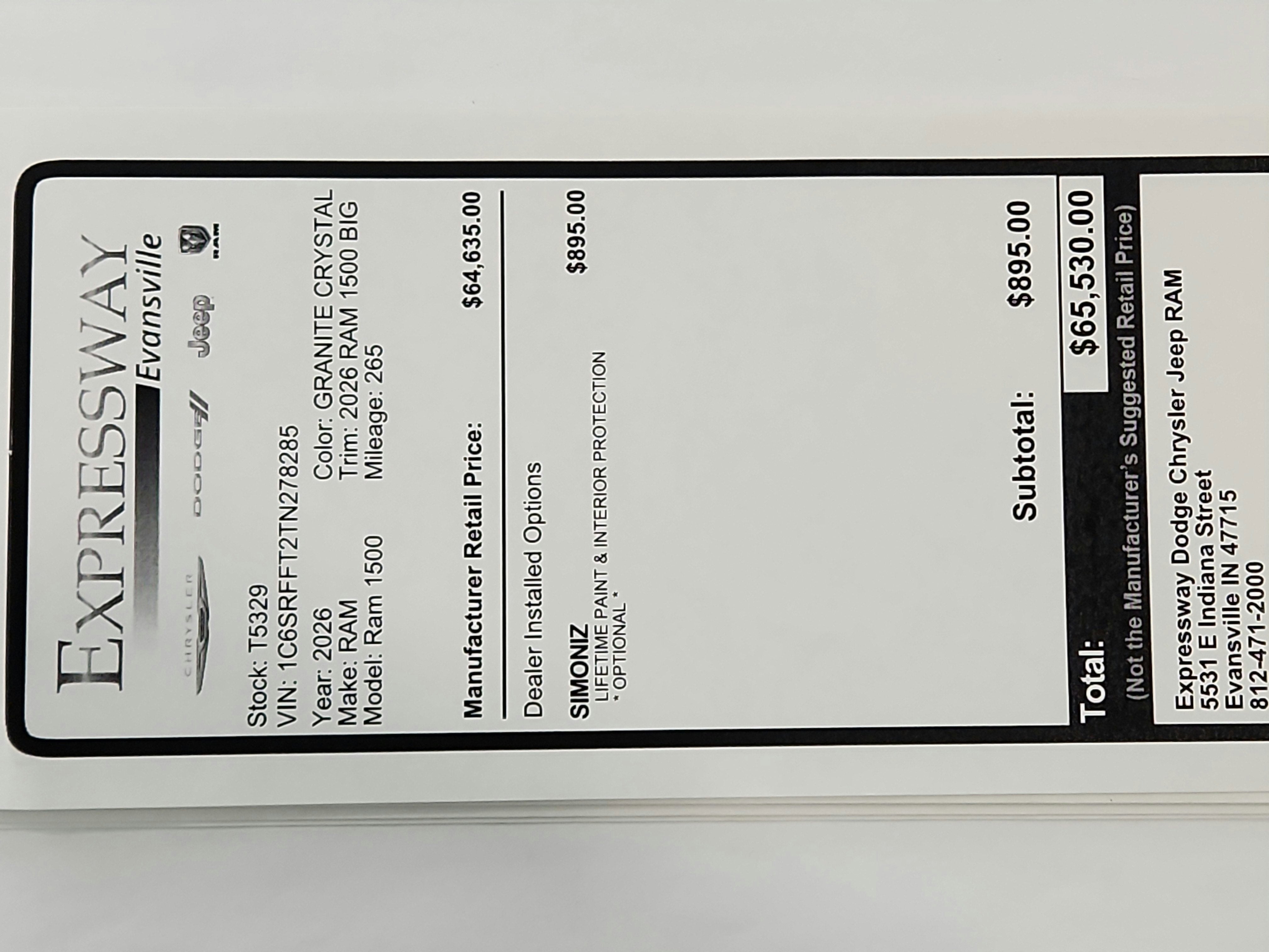 2026 RAM Ram 1500 2026 RAM 1500 BIG HORN/LONE STAR CREW CAB 4DR 144.5 WB 4WD