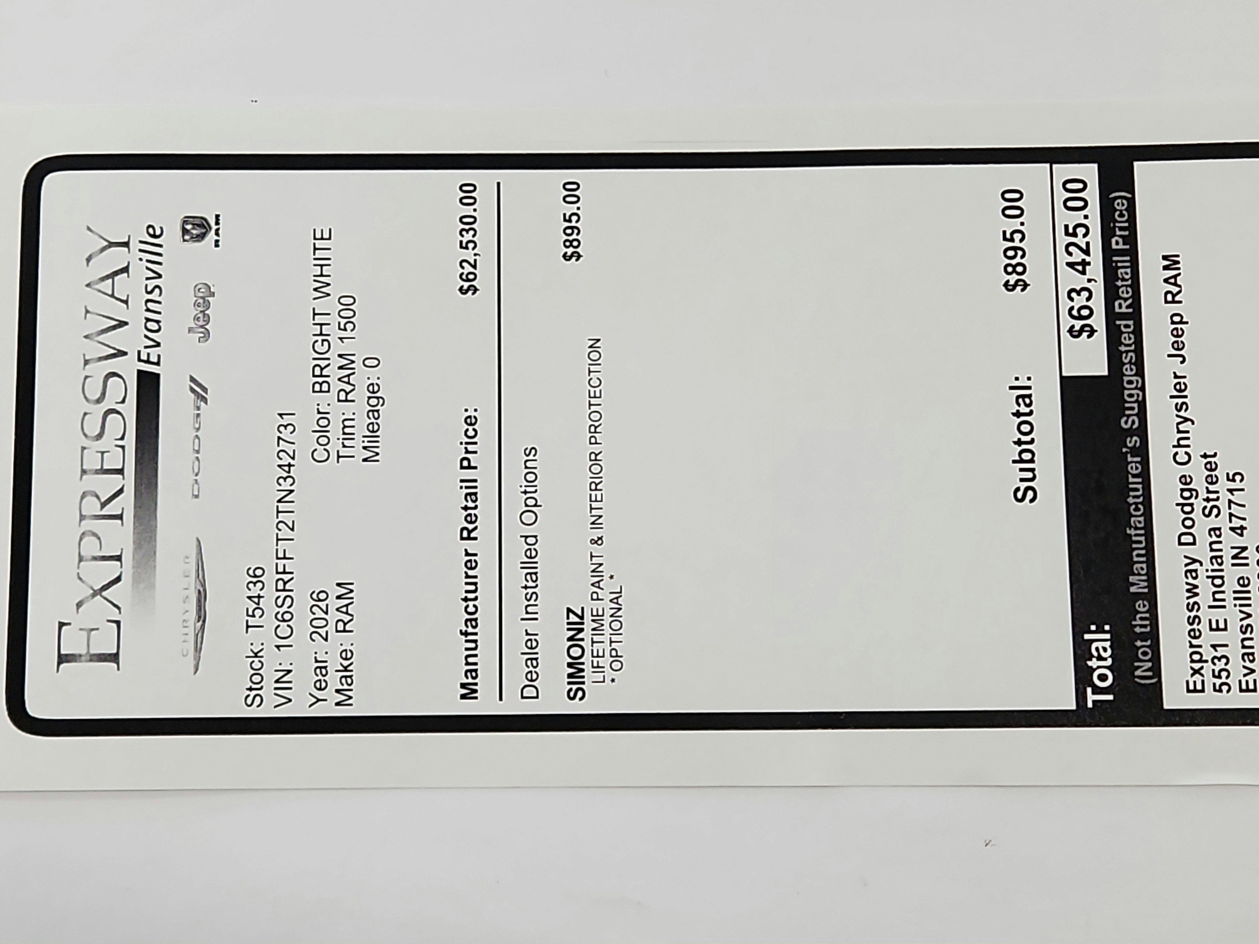 2026 RAM Ram 1500 RAM 1500 BIGHORN/LONESTAR CREW 4X4 (144.5 IN WB 5 FT 7 IN BOX)