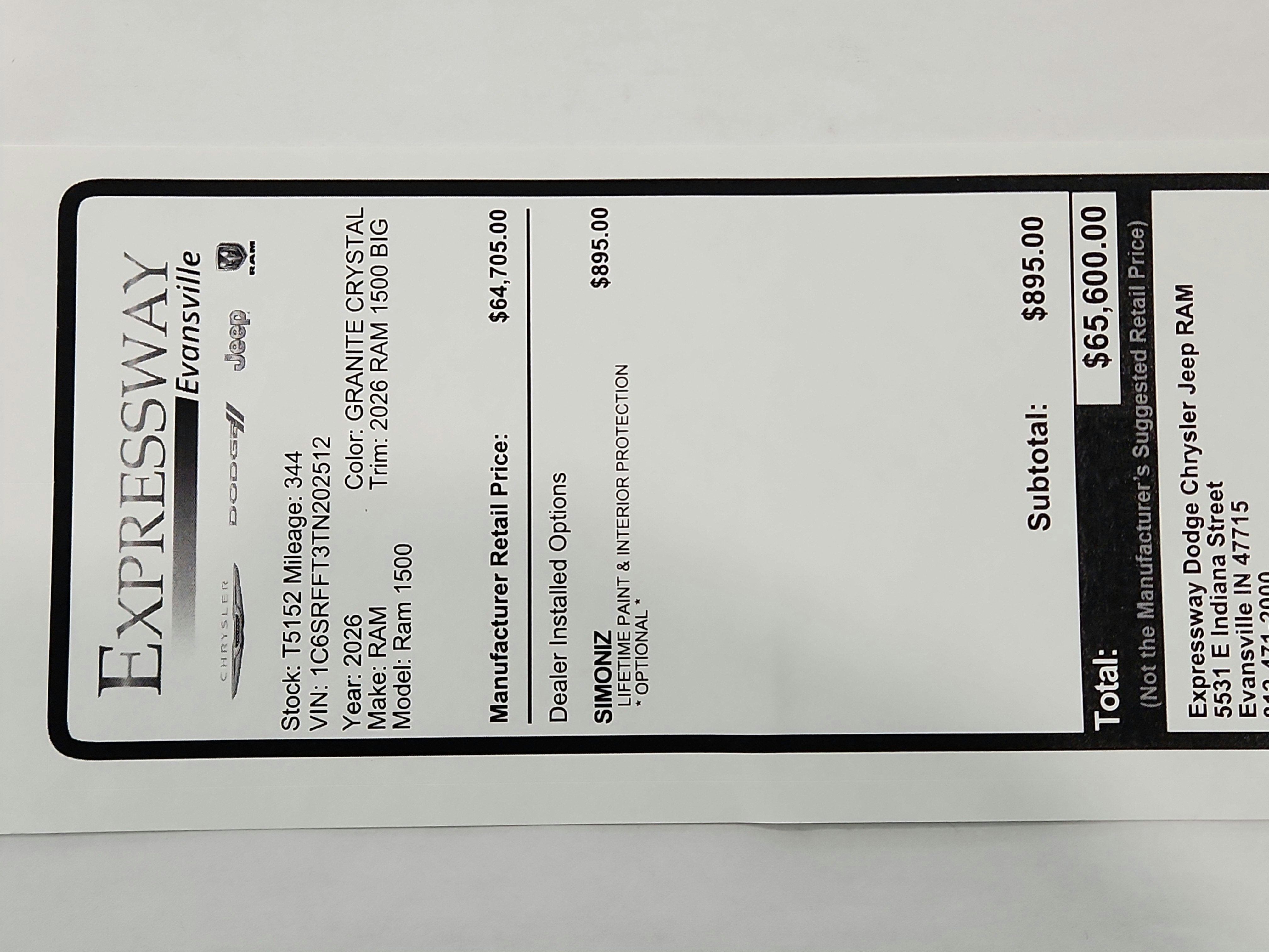 2026 RAM Ram 1500 2026 RAM 1500 BIG HORN/LONE STAR CREW CAB 4DR 144.5 WB 4WD