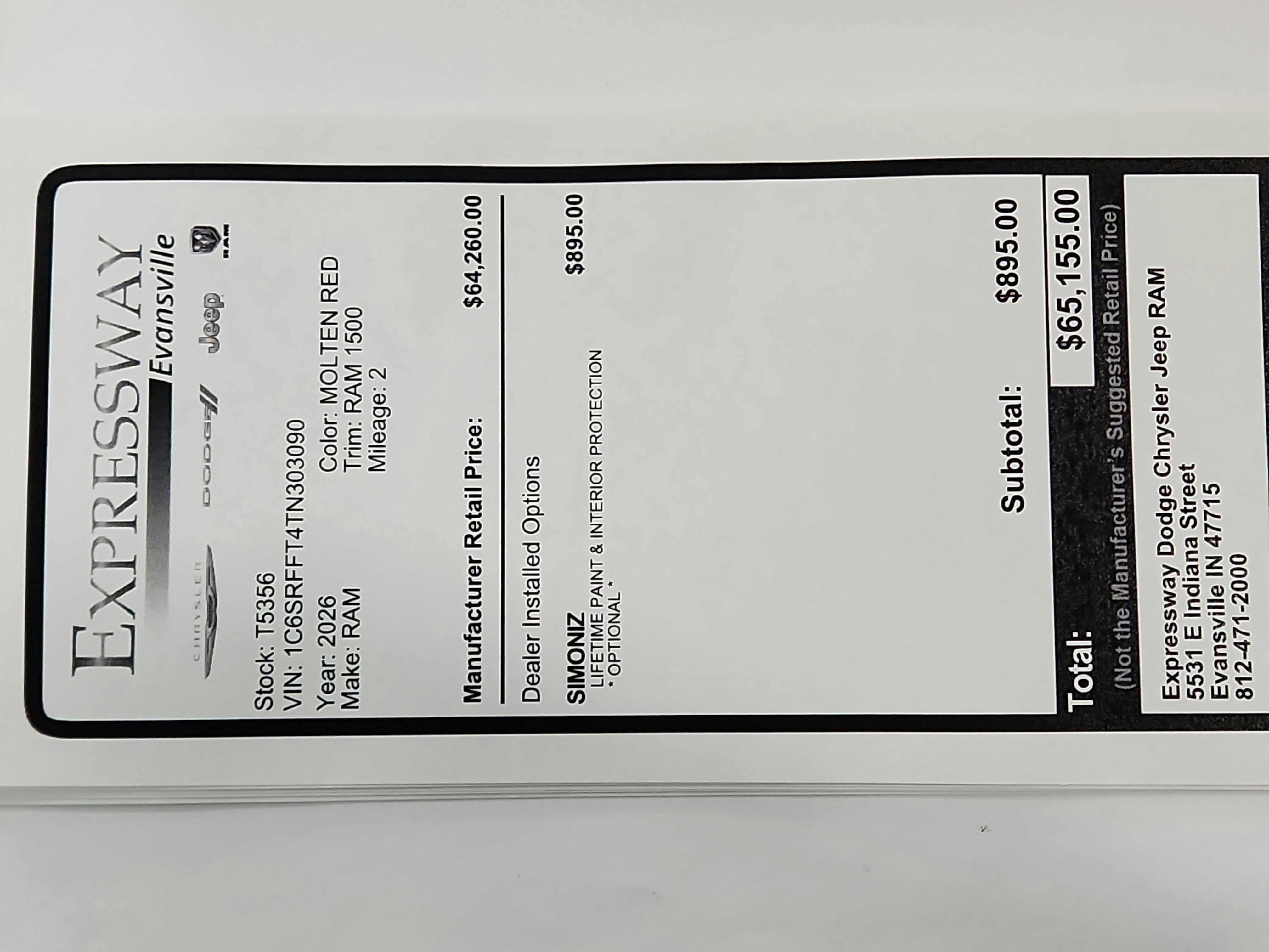 2026 RAM Ram 1500 RAM 1500 BIGHORN/LONESTAR CREW 4X4 (144.5 IN WB 5 FT 7 IN BOX)